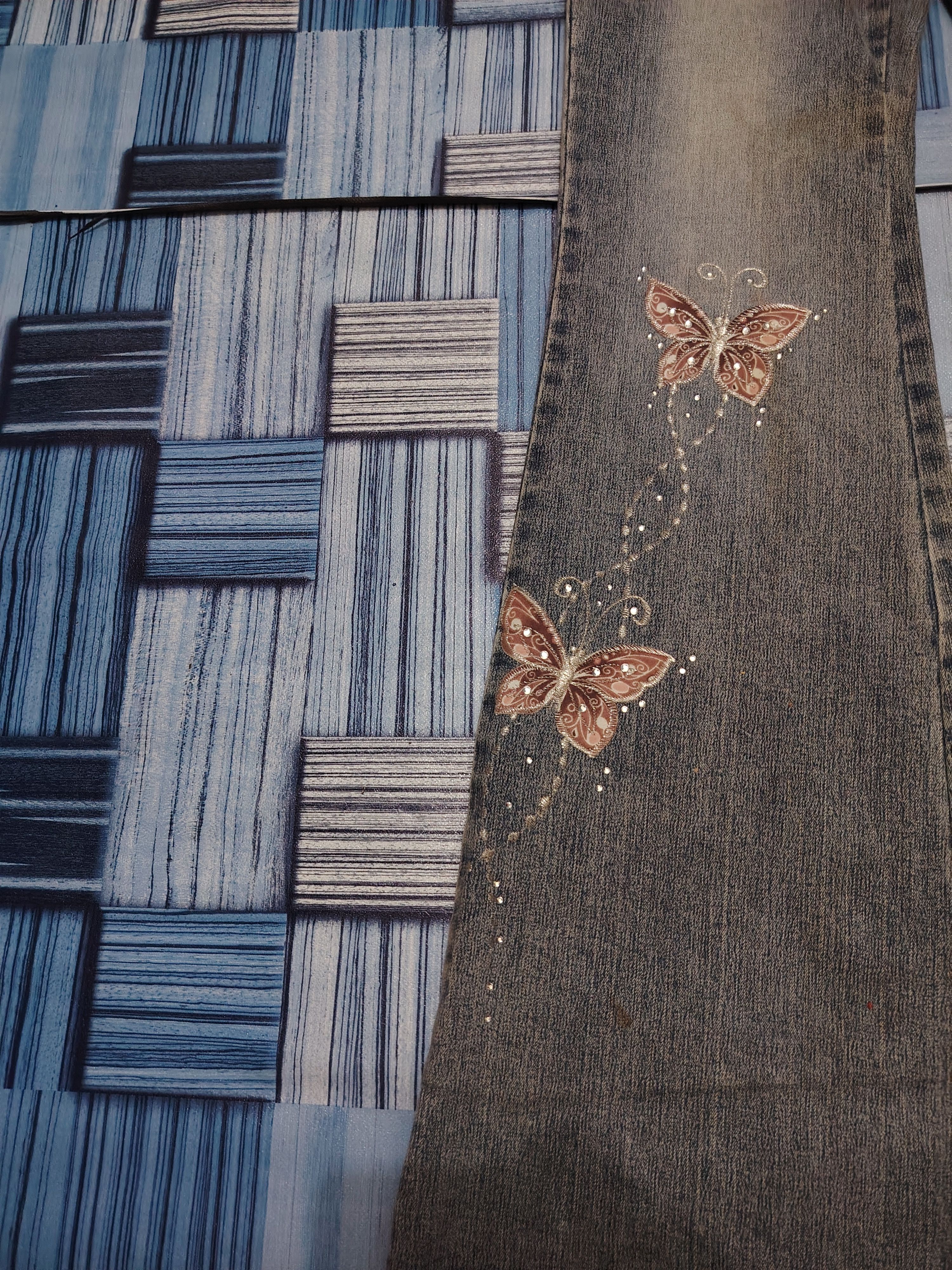 If Six Was Nine Japanese 90s Tantra Butterfly bead pattern Flared jeans Size US 28 / EU 44 - 8 Thumbnail