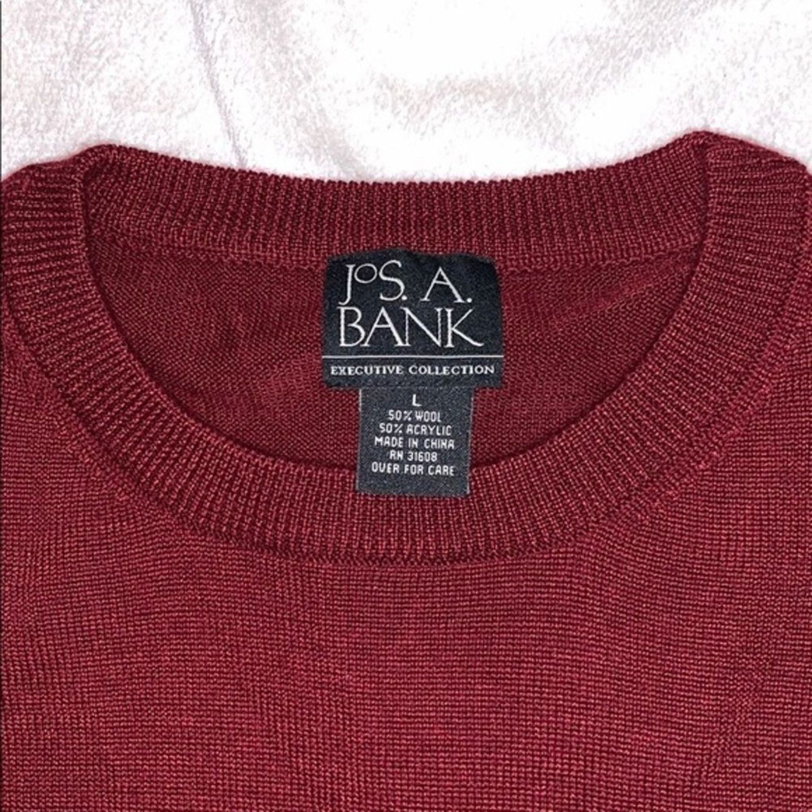 Jos. A. Bank Jos. A. Bank Red Wool Crewneck Knit Sweater | Sz L Size US L / EU 52-54 / 3 - 3 Thumbnail