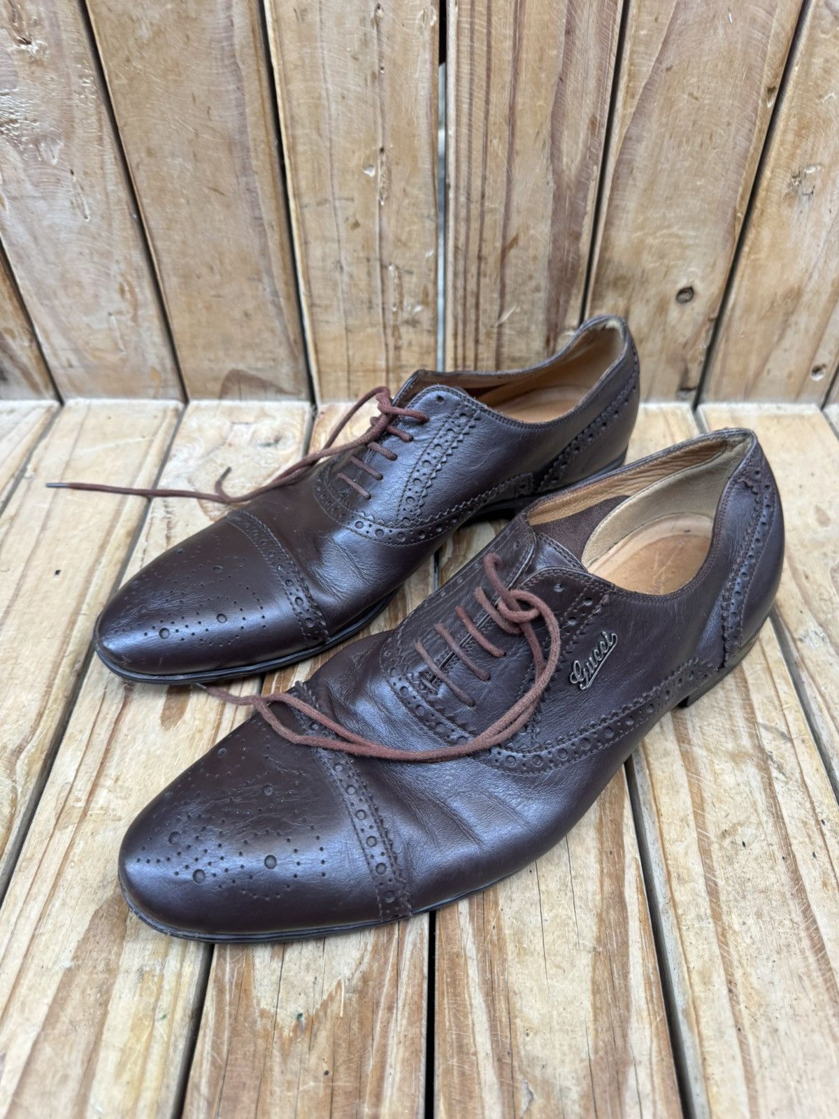 Gucci Gucci brown Cap Toe Leather Men's Dress Shoes UK 6 USA 6.5 Size US 6.5 / EU 39-40 - 23 Thumbnail