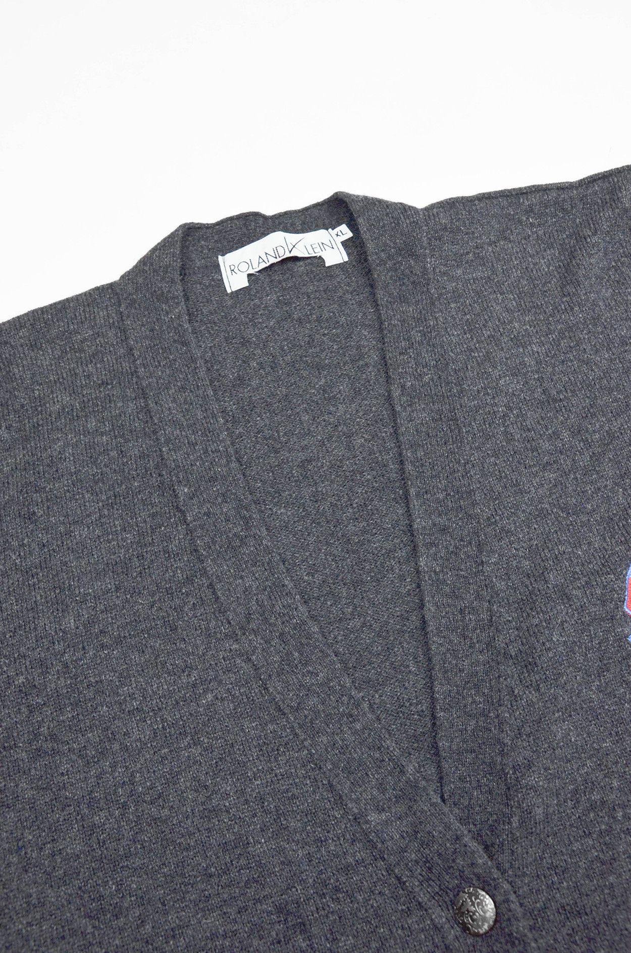 Vintage Roland Klein Grey Lambswool Cardigan Sailboat Logo - Size XL Size US XL / EU 56 / 4 - 8 Thumbnail