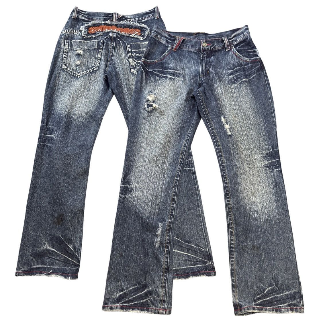 If Six Was Nine Vintage 90s Japanese Whisker Distressed Iron Denim Size US 34 / EU 50 - 1 Thumbnail