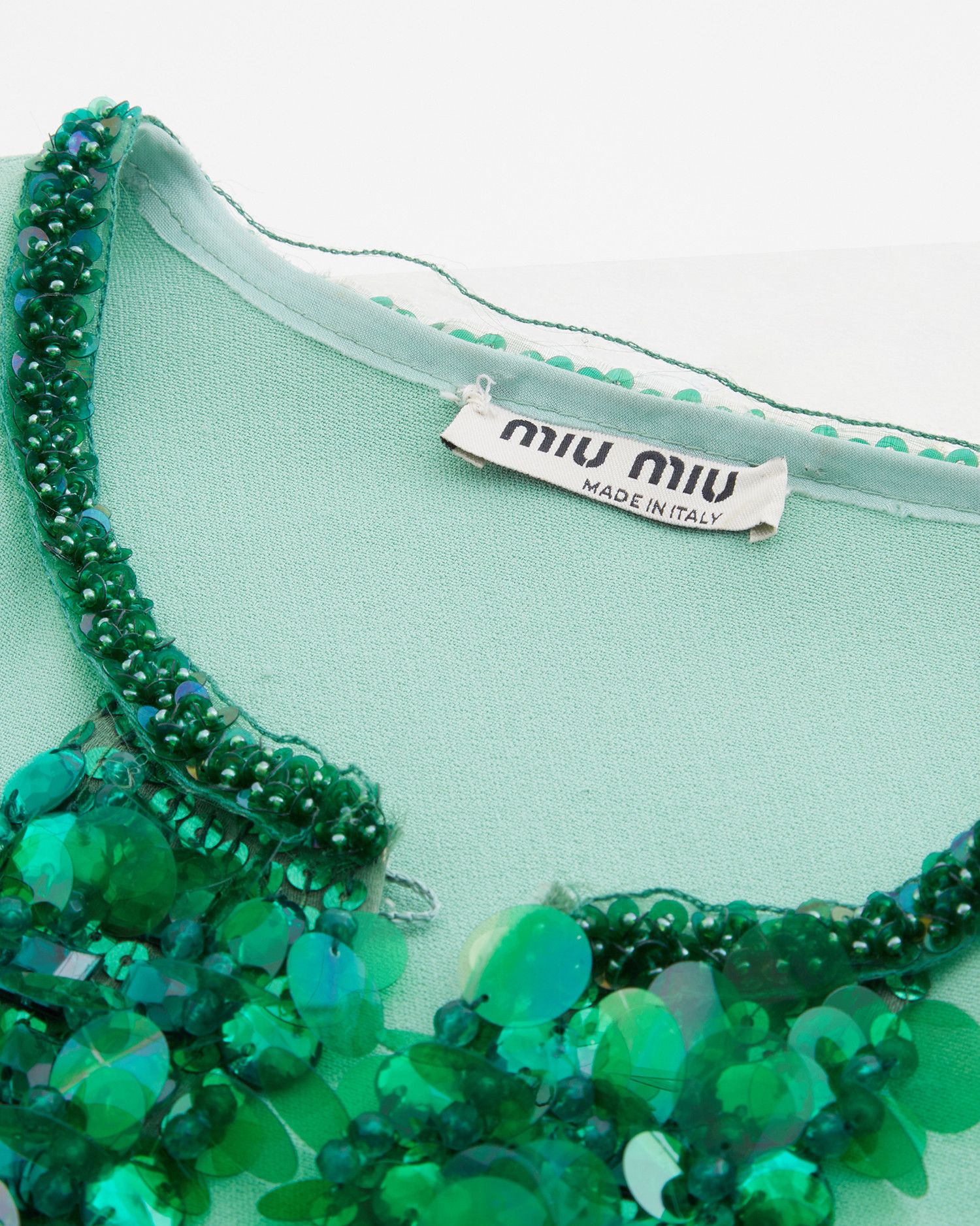 Miu Miu S/S 2004 Mint beaded embellished top & pencil skirt set Size M / US 6-8 / IT 42-44 - 8 Thumbnail
