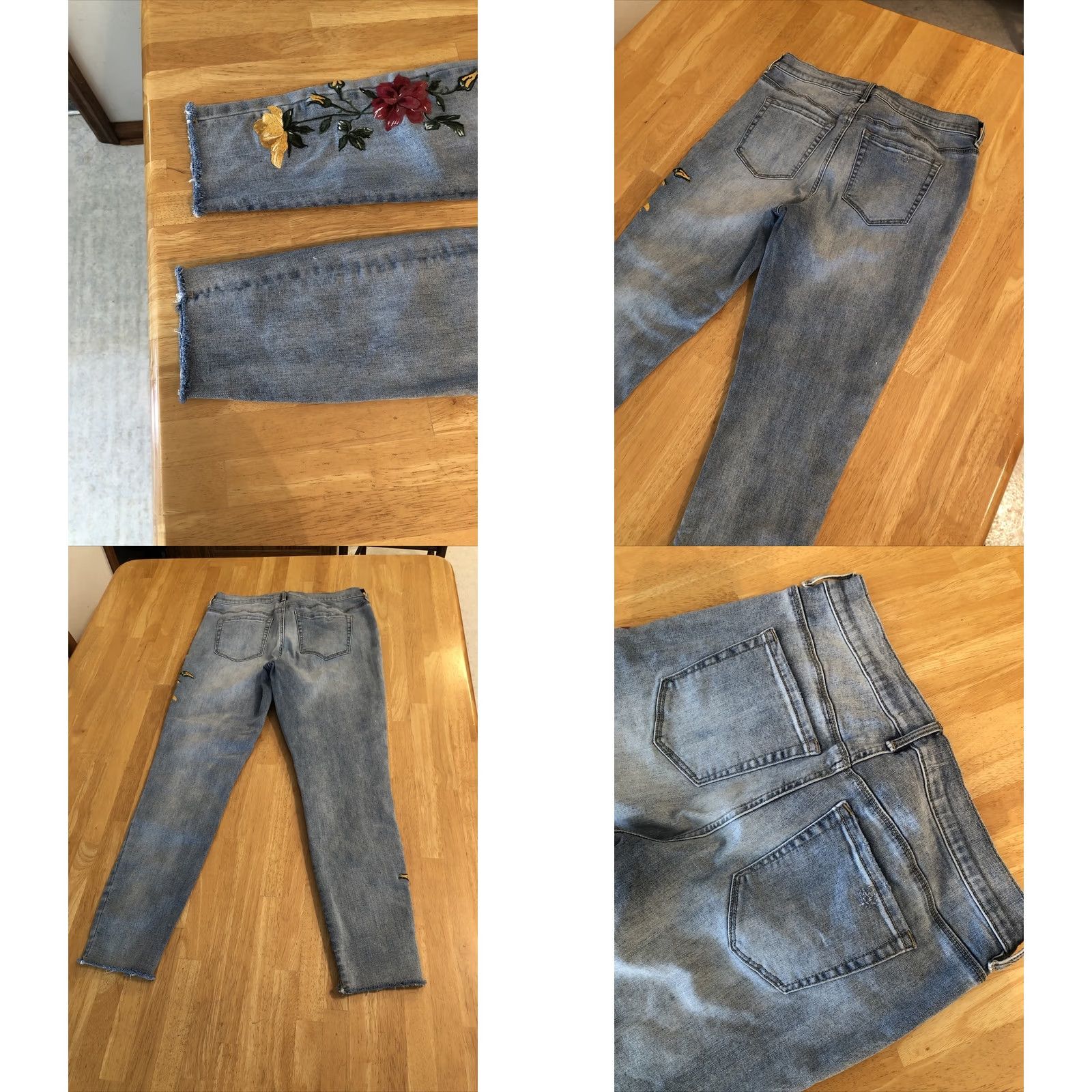 Pacsun Pacsun Floral embroidered Mid Rise Ankle Jegging Slim Fit 28x26 Denim Blue 28 in Light Wash 5-Pocket Womens Size 28" / US 6 / IT 42 - 8 Thumbnail