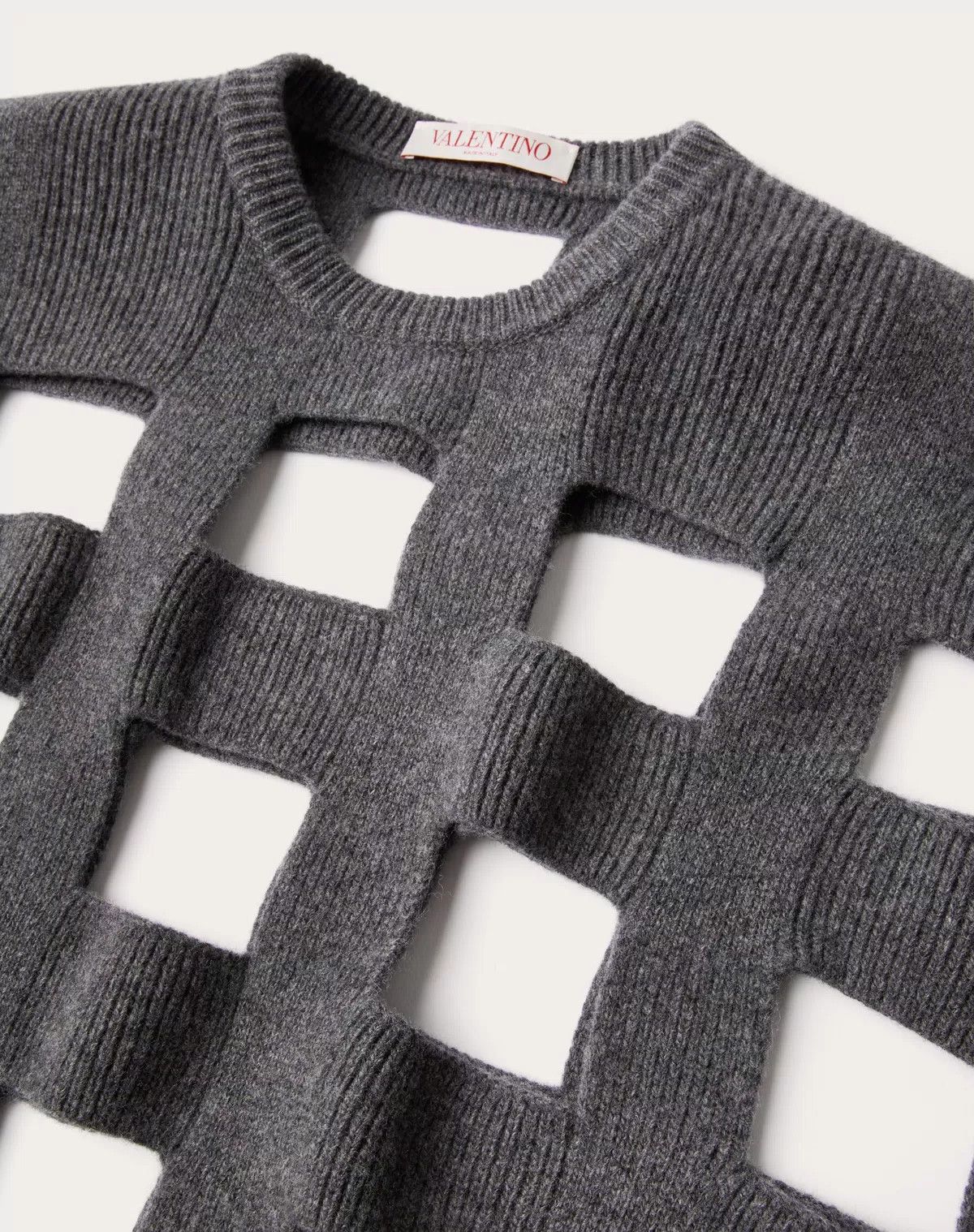 Valentino o1s1wg110625 Wool Jumper in Grey/White Size M / US 6-8 / IT 42-44 - 5 Thumbnail