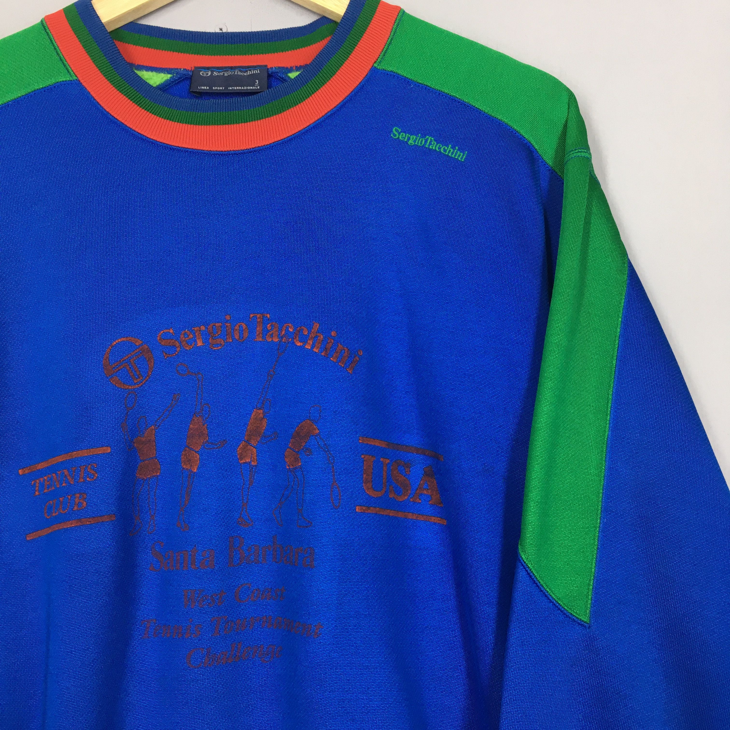 Sergio Tacchini Vintage 90s Sergio Tacchini Blue Sweatshirt Medium Size US M / EU 48-50 / 2 - 2 Thumbnail