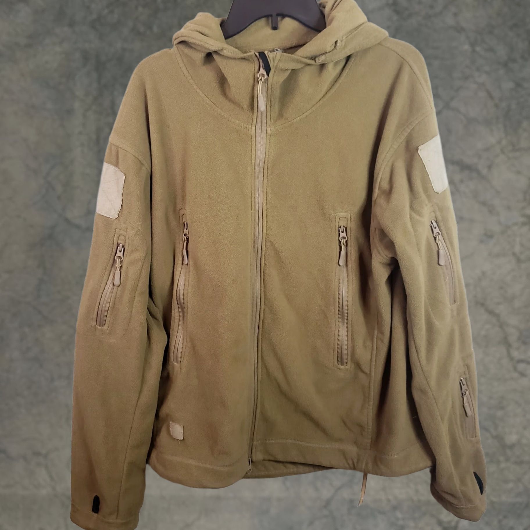 Vintage Tactical Fleece Jacket Military Hooded Zip Full Zip Men L Tan Army Special Ops Size US L / EU 52-54 / 3 - 1 Thumbnail