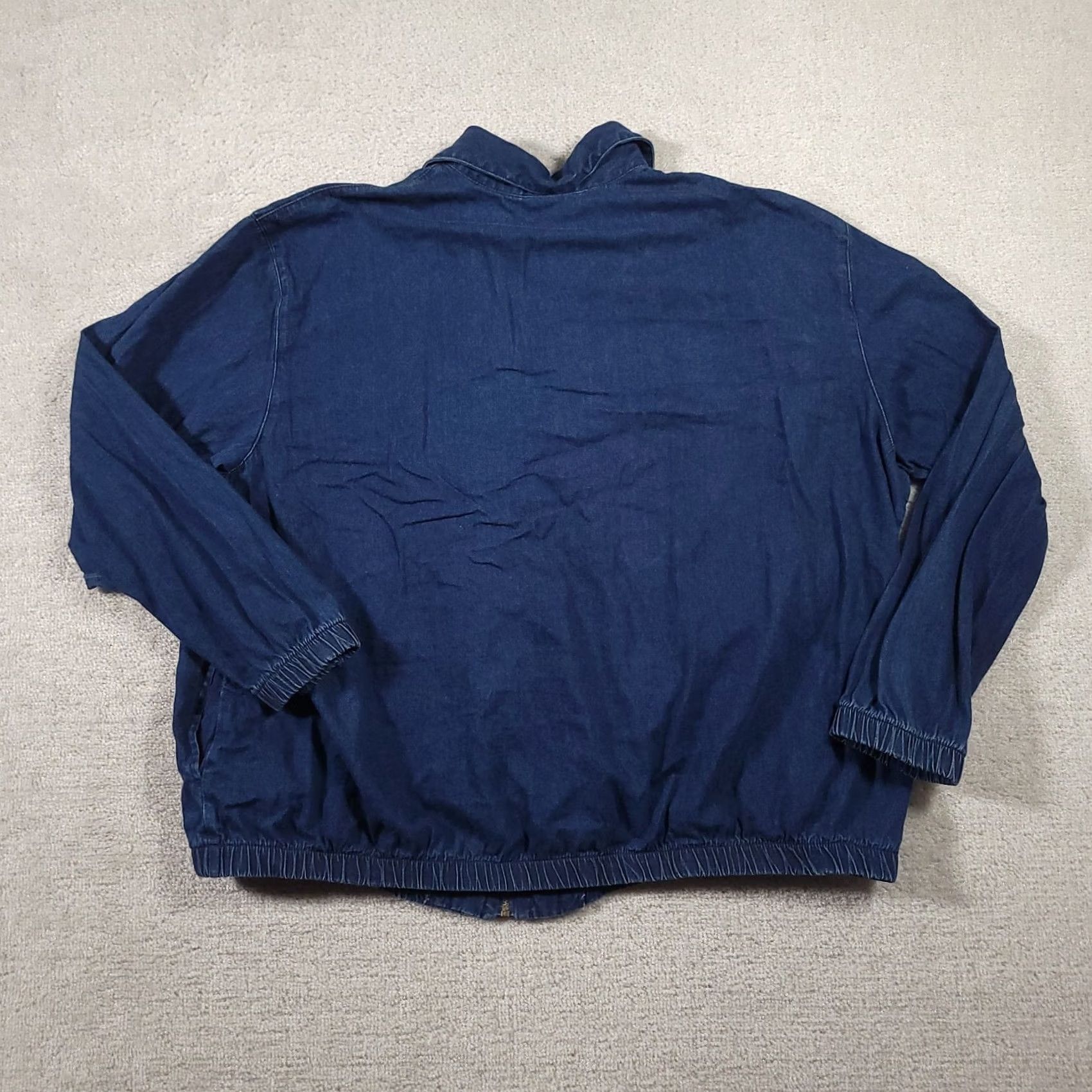 Vintage Alfred Dunner Denim Jacket Womens 24W Full Zip Blue Pockets Elastic Jacket Size 4XL / US 24-26 - 7 Thumbnail