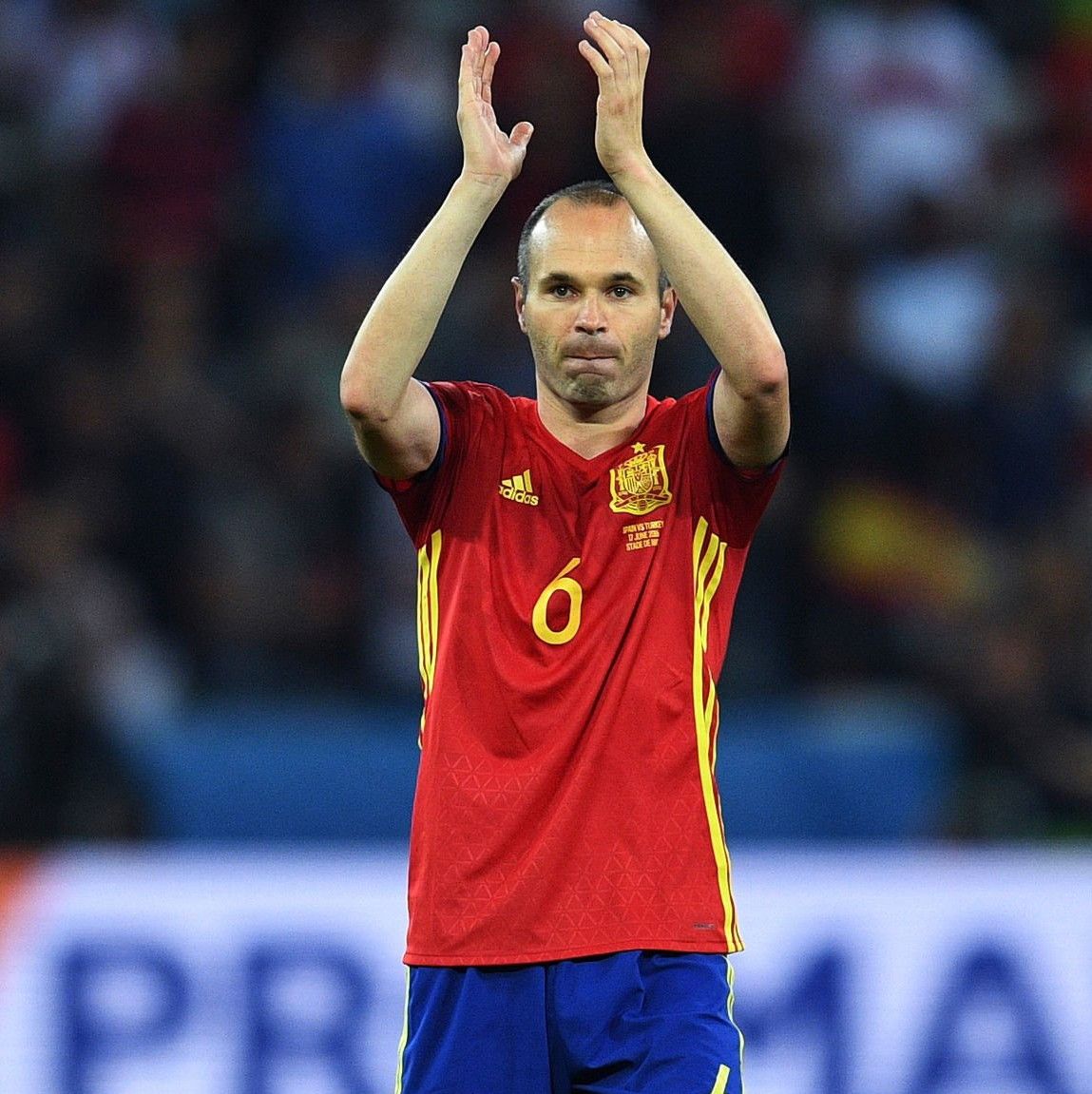 Adidas Spain Euro 2016 Home Jersey Andres Iniesta 6 Size US L / EU 52-54 / 3 - 13 Thumbnail