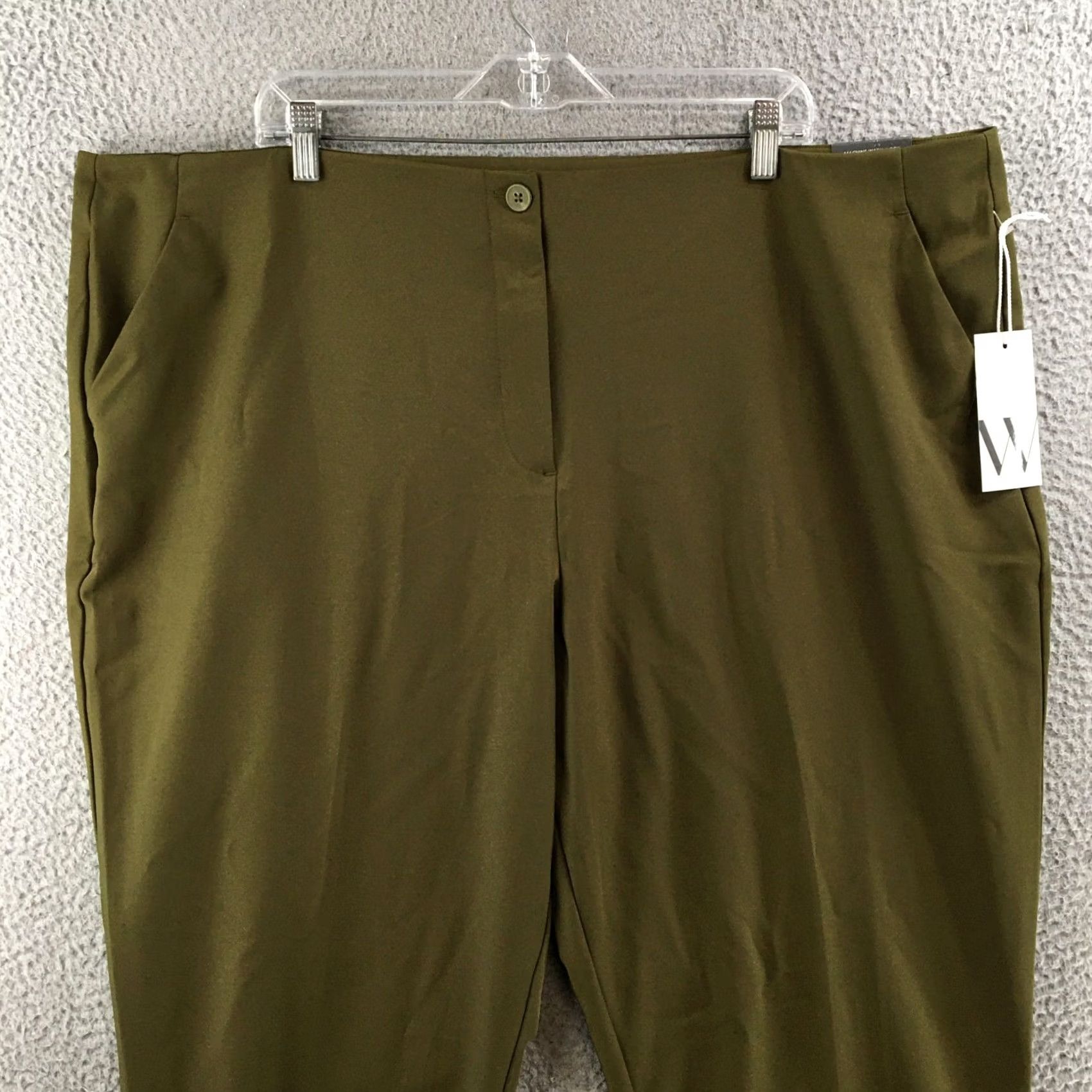 Worthington Worthington Pants Womens 24W Olive Green Straight Leg Ankle High Rise Zip Fly Size 42" / US 20 - 2 Thumbnail