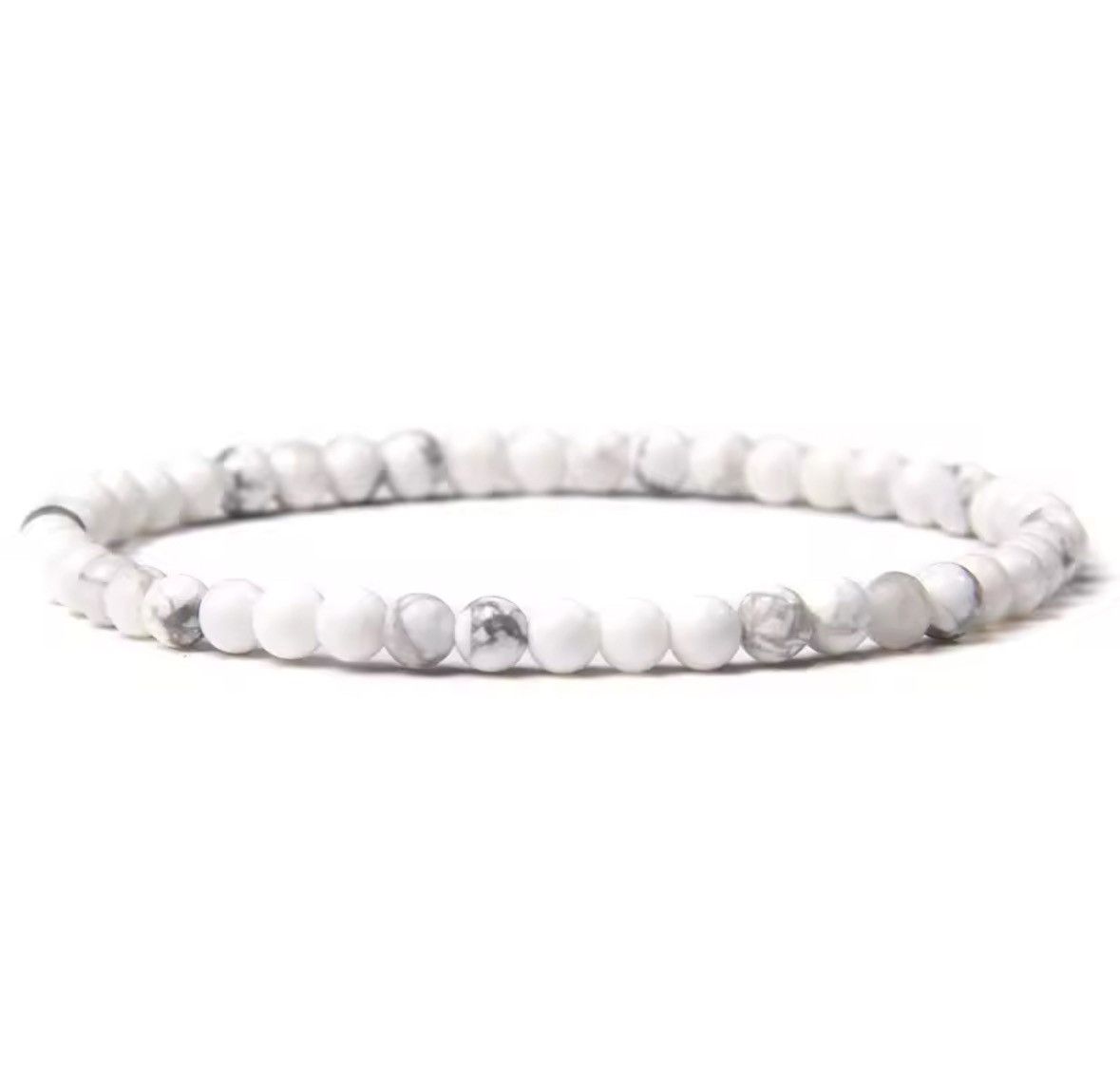 Jewelry White 4MM Reiki Natural Stone Beads Bracelet Size ONE SIZE - 2 Thumbnail
