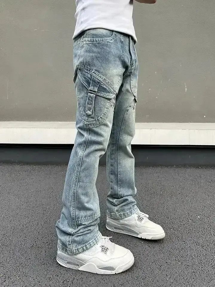 Japanese Brand Ripped Jeans for Men Street Slim Blue Size US 30 / EU 46 - 2 Thumbnail