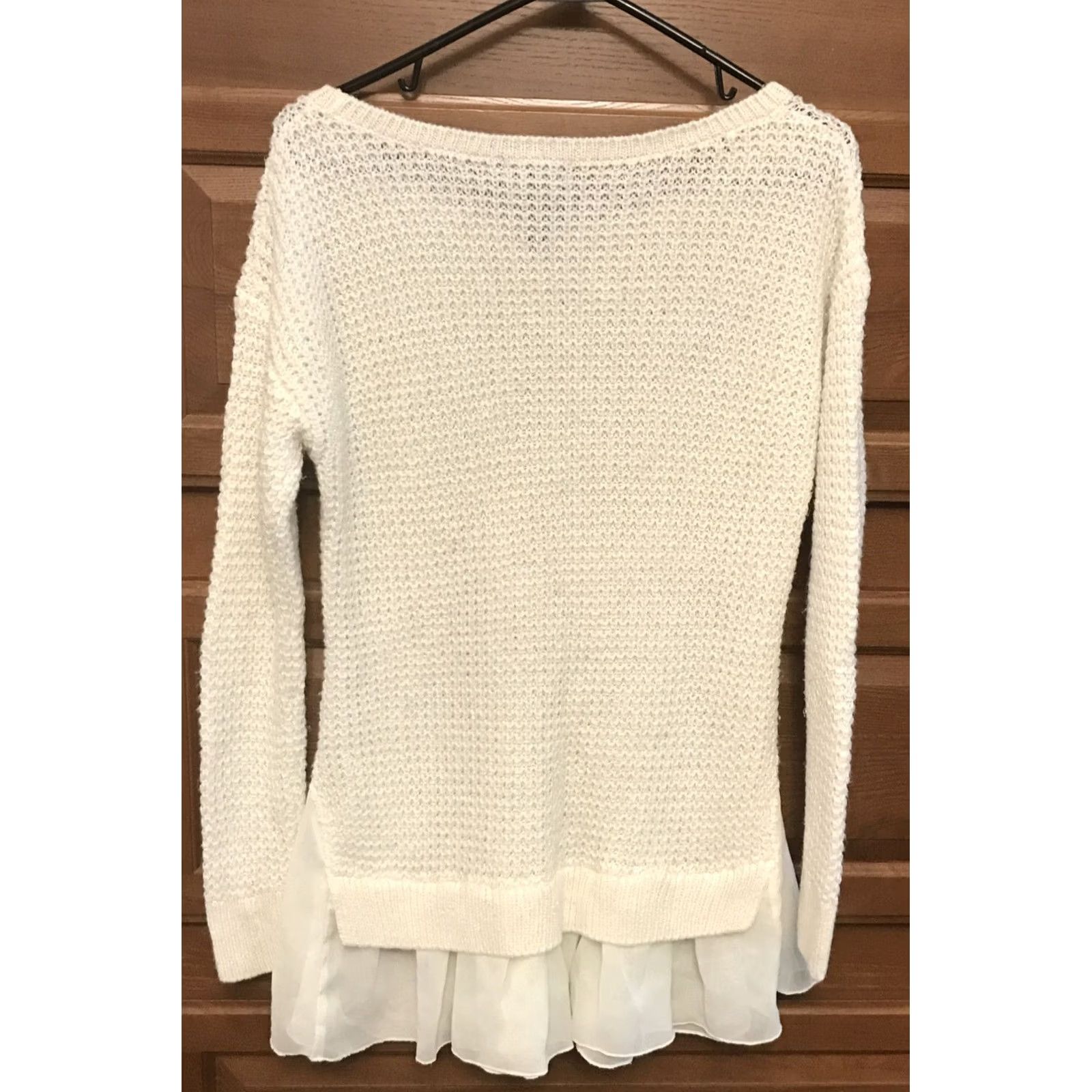 Y/Project Sweater Project Large White Cable Knit Tunic Ruffle Top Size L / US 10 / IT 46 - 2 Thumbnail