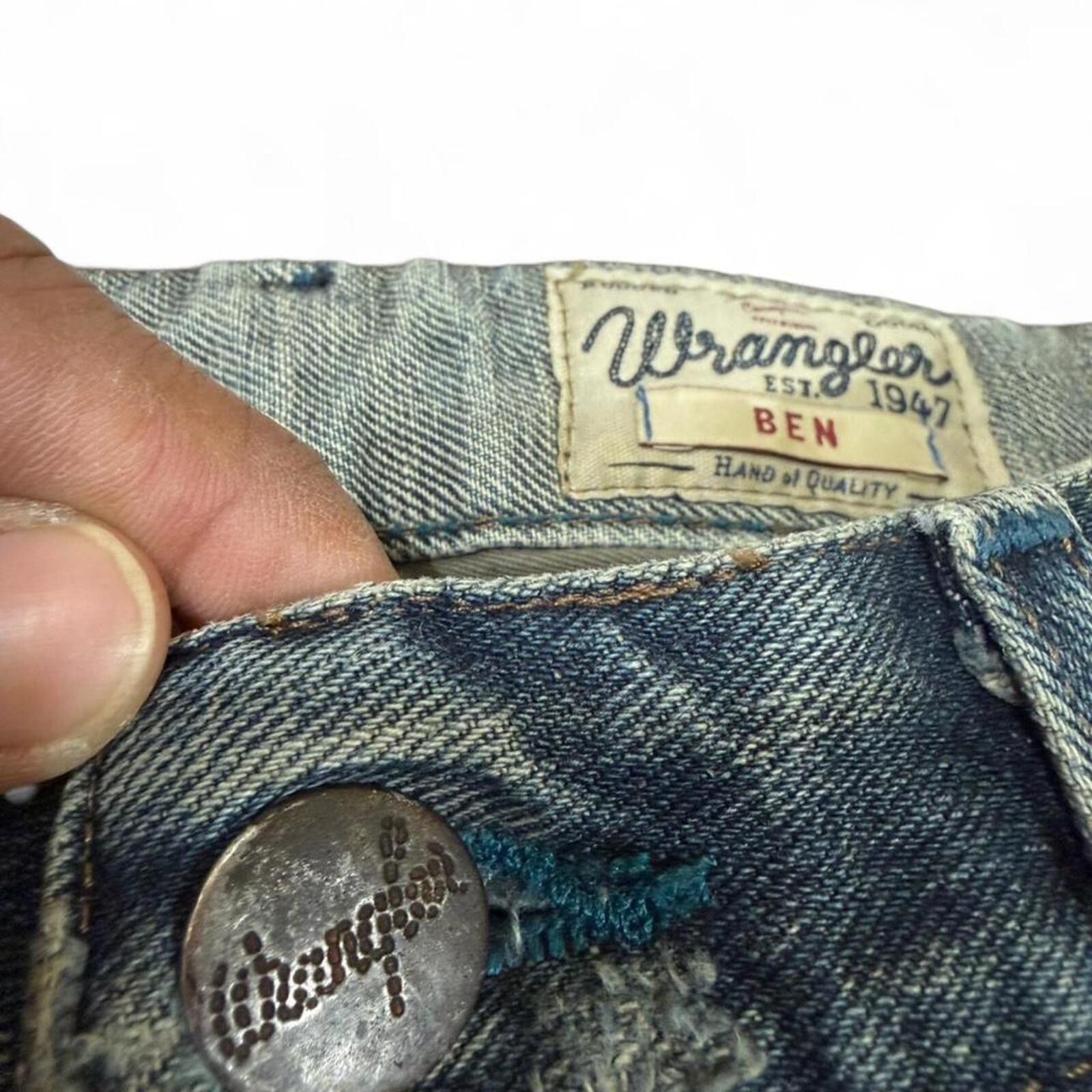 True Religion Vintage Wrangler denim jean with cool distressing and fading Size US 34 / EU 50 - 4 Thumbnail