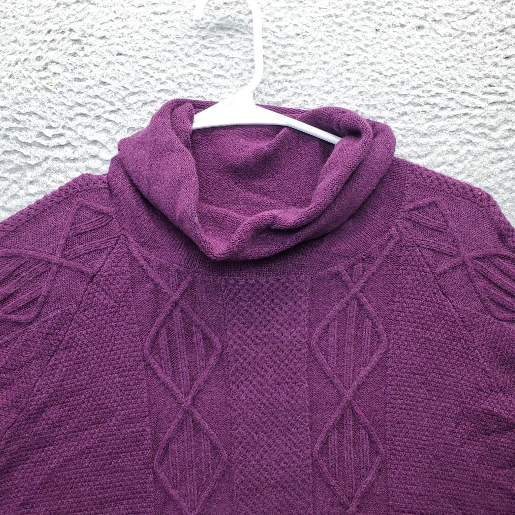Vintage Magellan Magellan Outdoors Classic Sweater Womens XS Purple Cable-Knit Turtleneck Slit Pullover Size XS / US 0-2 / IT 36-38 - 5 Thumbnail