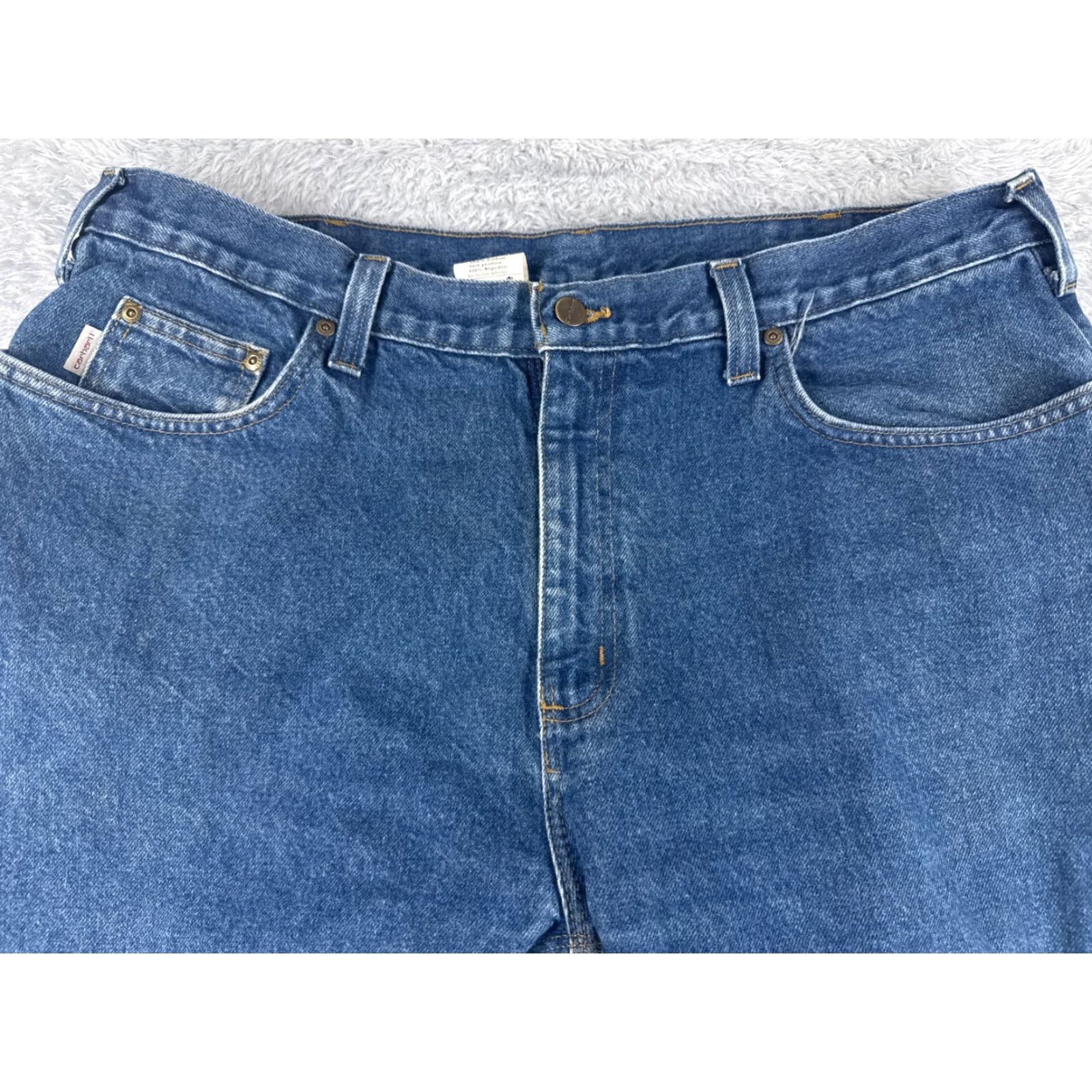 Carhartt VINTAGE Carhartt Pants Jeans 40 Blue Denim 100% Cotton Relaxed Straight 37x30 Jeans Men's Regular 5-Pocket Medium Wash Denim Carhartt B17 Size US 40 / EU 56 - 4 Thumbnail