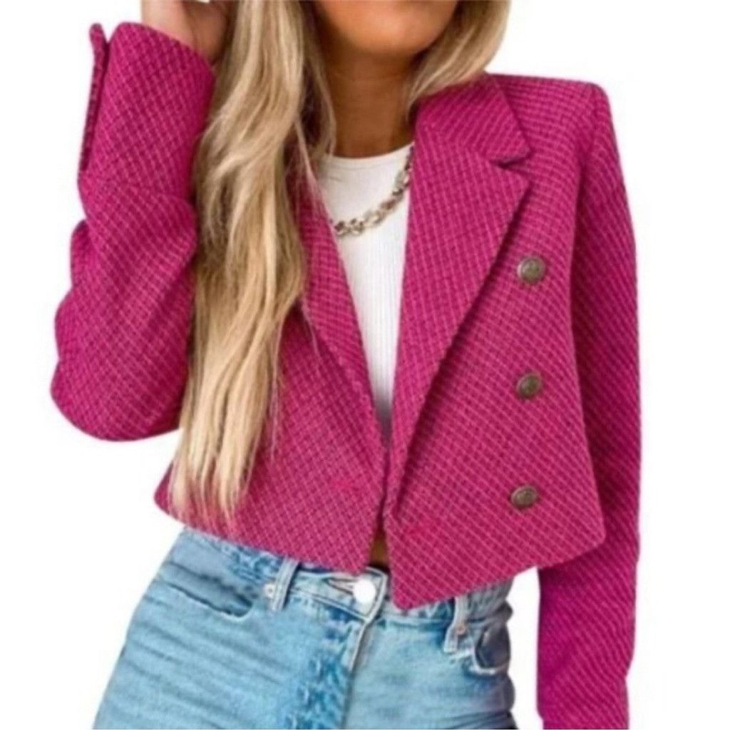 Zara pink tweed jacket new arrivals