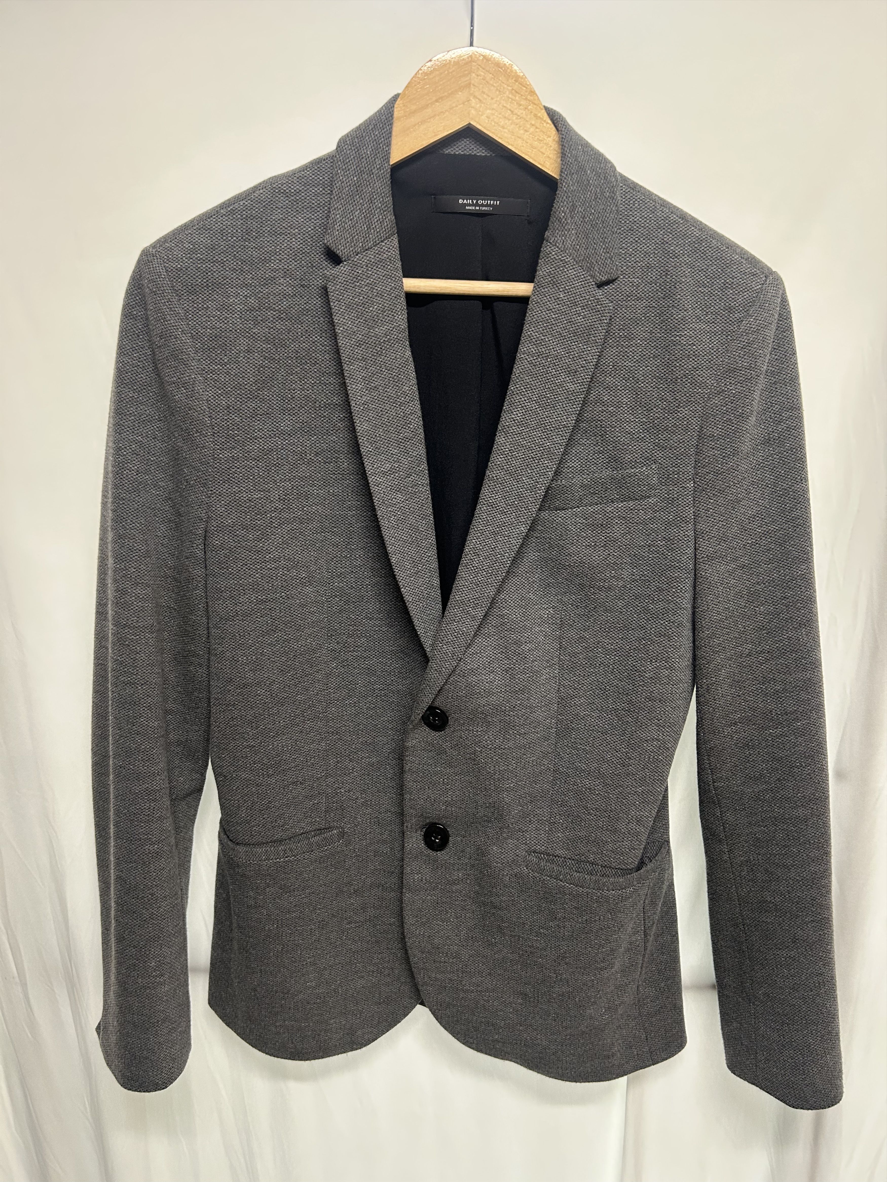 Zara Zara Gray Cotton Textured Blazer Size US XS / EU 42 / 0 - 1 Thumbnail