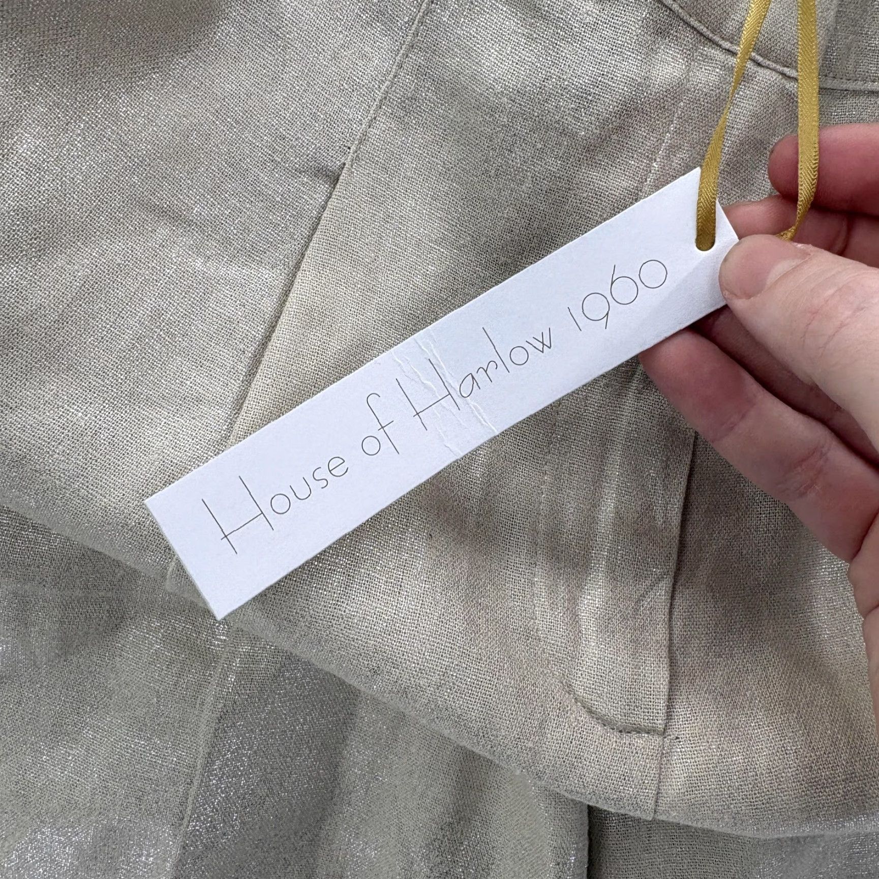 Vintage House Of Harlow 1960 Dress Pants Womens Small Gold Linen Blend Wide-Leg Crop NWT Size 28" / US 6 / IT 42 - 5 Thumbnail