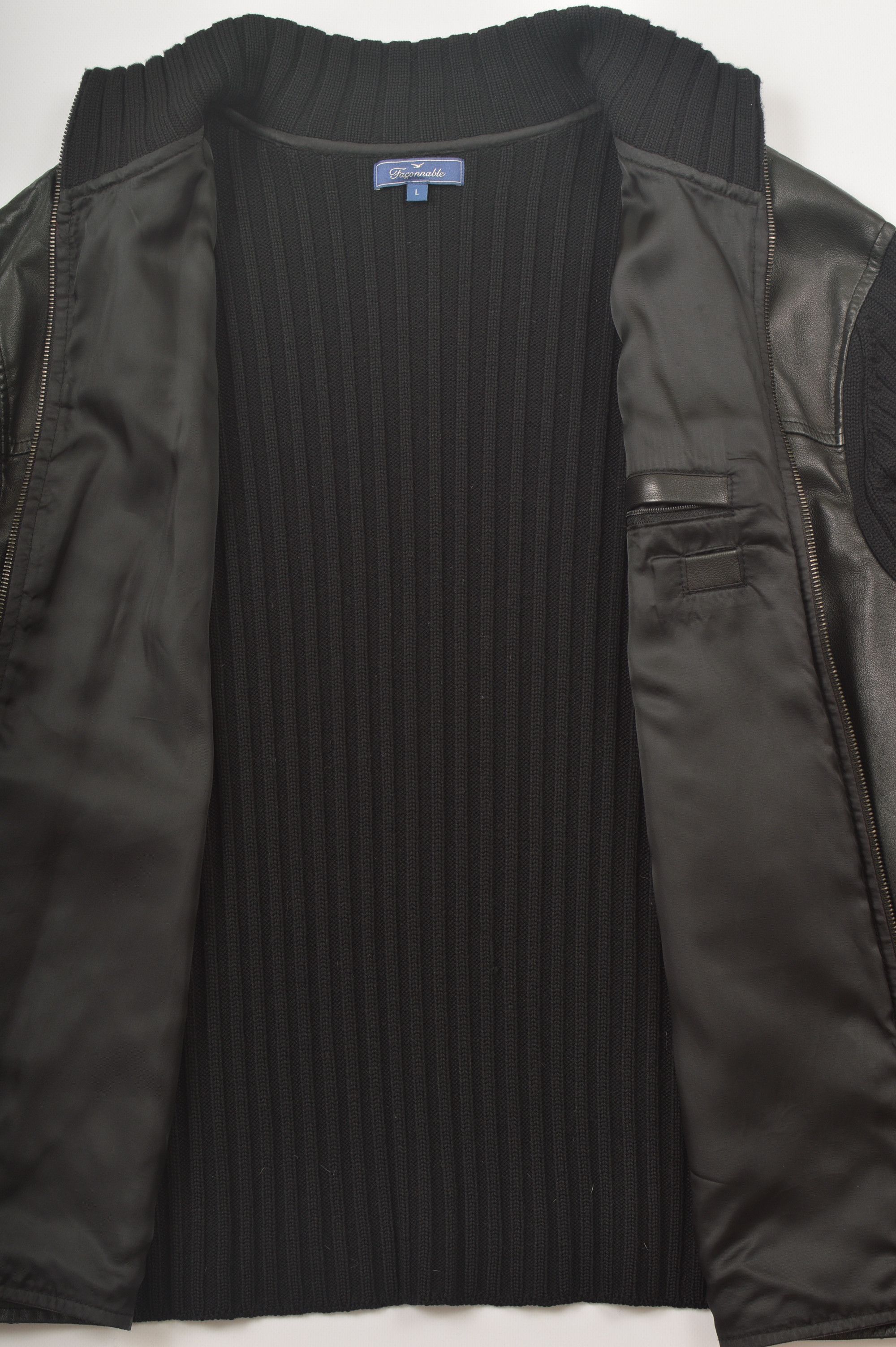Faconnable Faconnable Merino Wool Front Lambskin Jacket Sweater Size US L / EU 52-54 / 3 - 5 Thumbnail