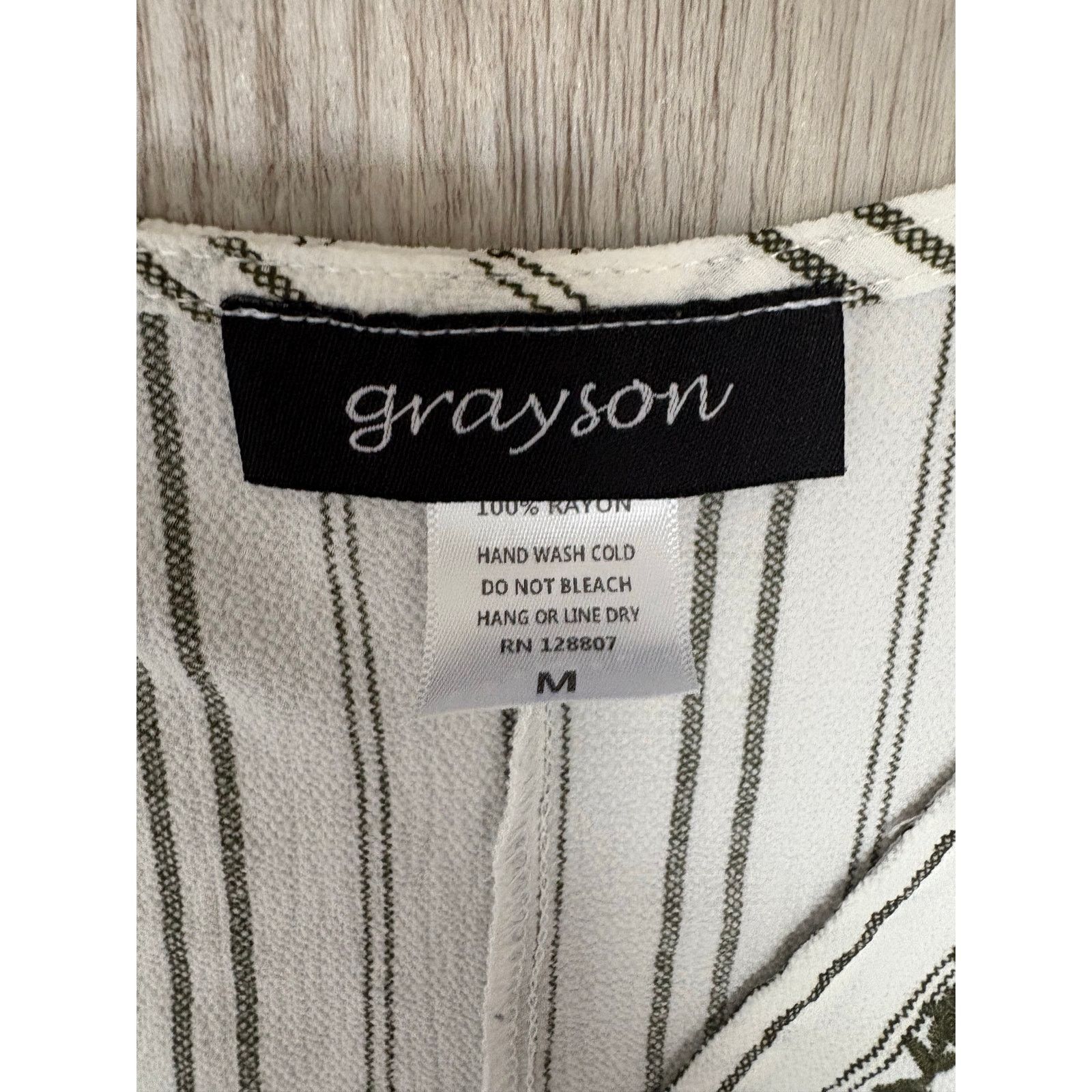 Other Grayson | Floral Boho Peasant Sleeve Striped Blouse | Medium Size M / US 6-8 / IT 42-44 - 3 Thumbnail