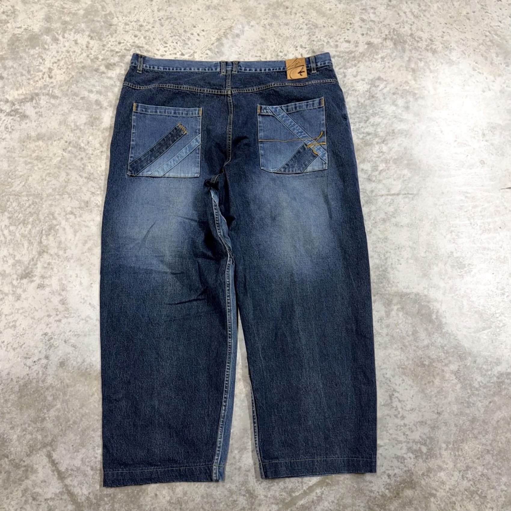 Karl Kani Karl Kani Jeans Mens 44x30 Blue Medium Wash Wide-Leg Patchwork Hip Hop Denim Shirt? Size US 44 / EU 60 - 5 Thumbnail