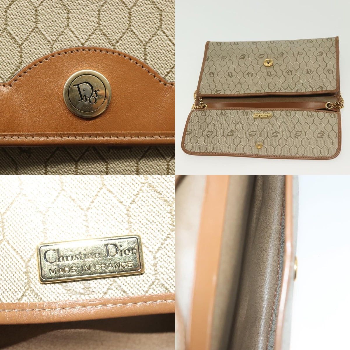Dior DIOR Honeycomb Canvas Chain Shoulder Bag Pvc Beige Gold Size ONE SIZE - 11 Thumbnail