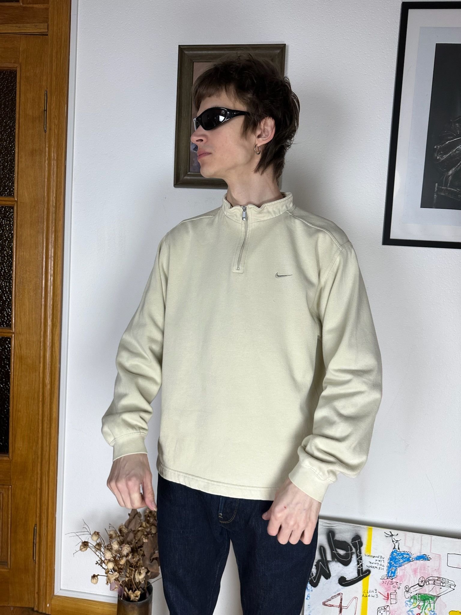 Nike Vintage y2k Nike Cream Beige Sweatshirt Size US M / EU 48-50 / 2 - 3 Thumbnail