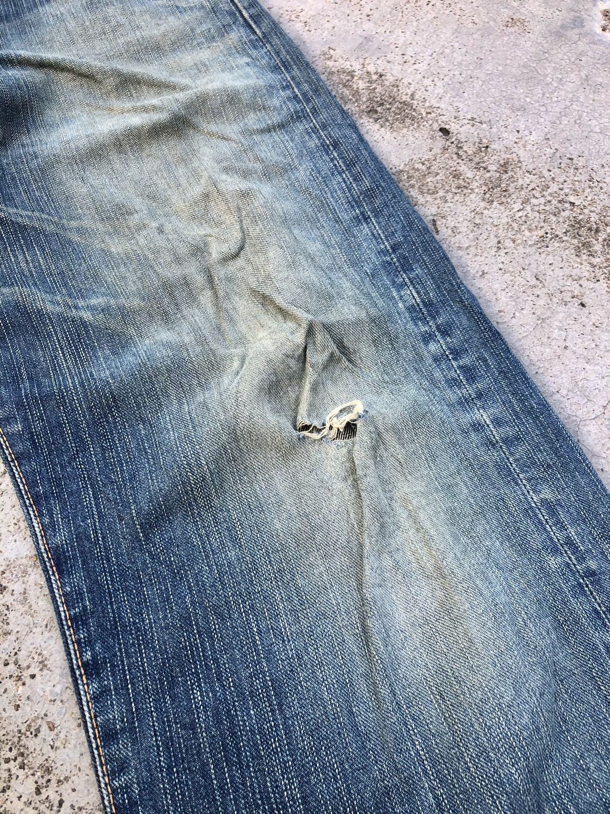 Edwin WIDE LEG⚡️⚡️EDWIN WASHED BLUE DISTRESSED DENIM Size US 31 - 2 Thumbnail