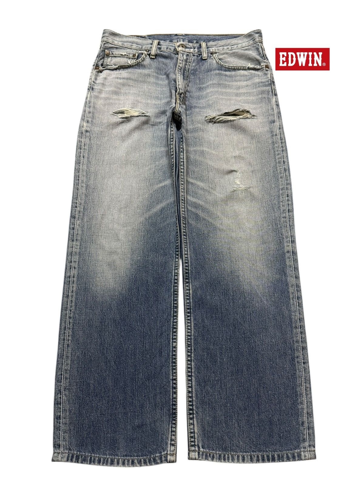 Levi's Vintage Levis 502 Blue Faded Wash Distressed Wide Leg Jeans Size US 33 - 1 Thumbnail