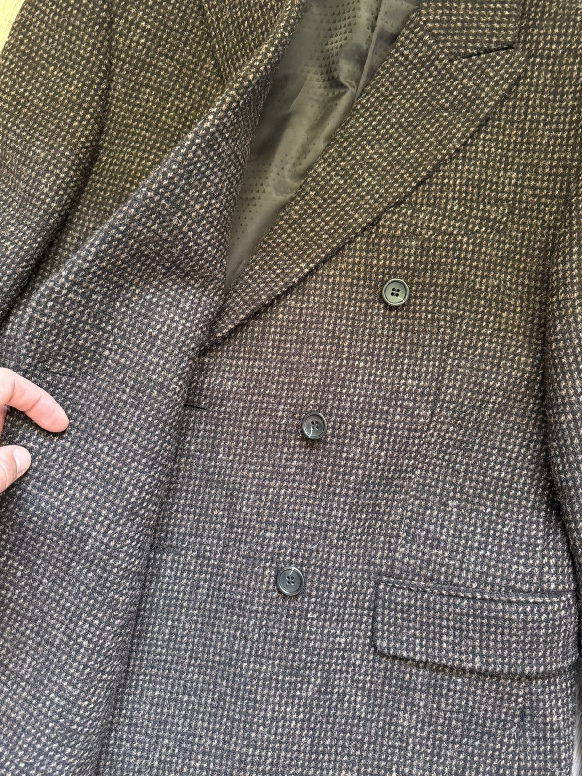 Harris Tweed ASOS Harris Tweed Wool Double Breasted Blazer Jacket Brown Size 40S - 17 Thumbnail
