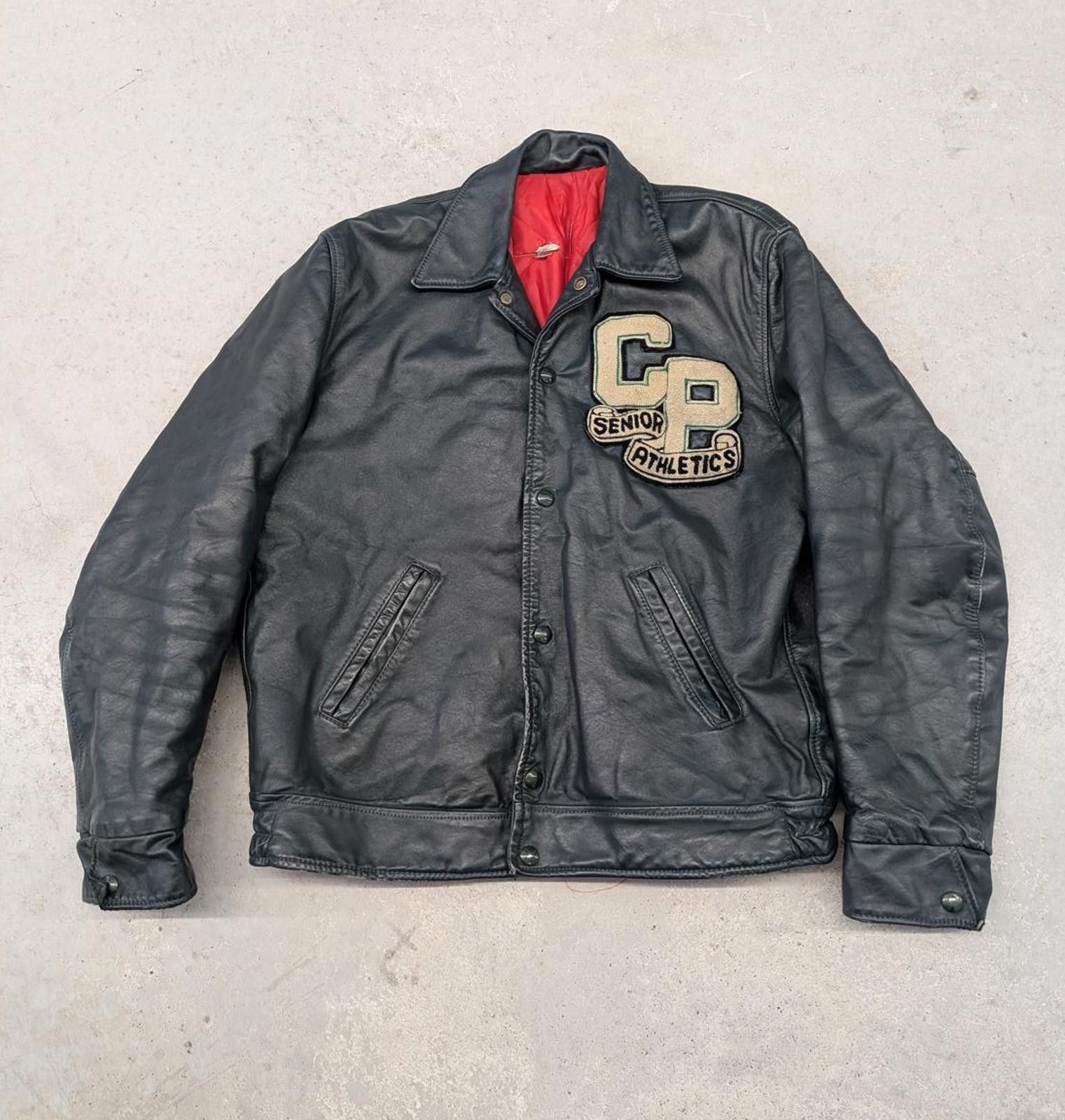Vintage Vintage 80s CP Senior Athletics Lined Leather Varsity jacket Size US M / EU 48-50 / 2 - 1 Thumbnail