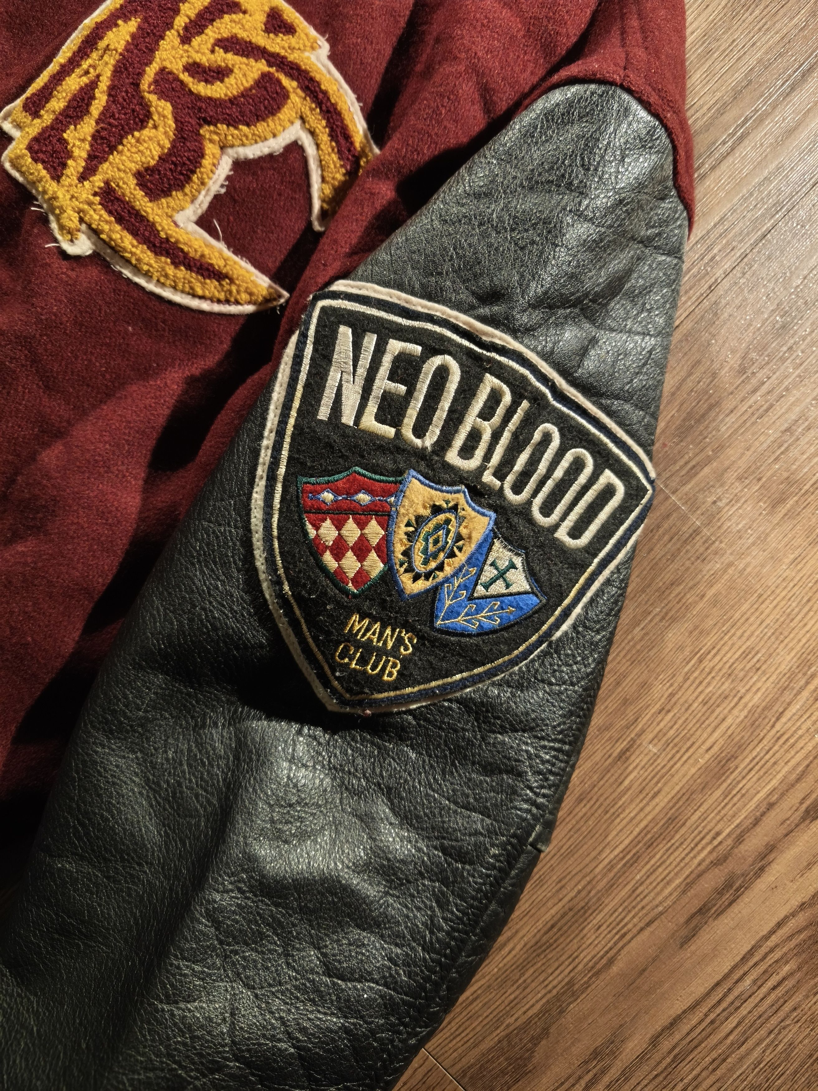 Other Vintage Neo Blood Mix Wool Leather Varsity Jacket Size US XL / EU 56 / 4 - 5 Thumbnail