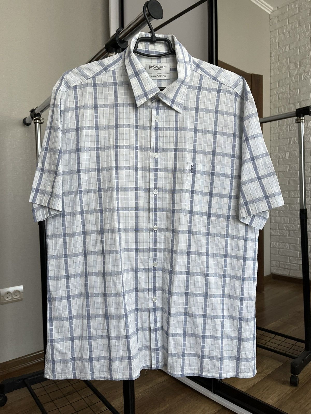 Vintage Yves Saint Laurent YSL Checked Shirt Button Up Size US XL / EU 56 / 4 - 1 Thumbnail