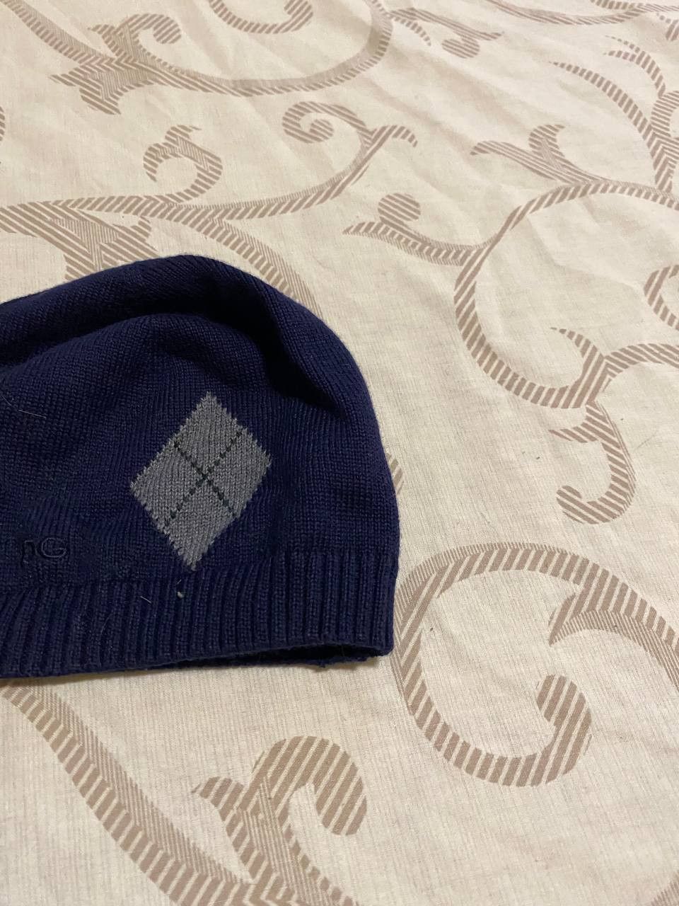 Dolce & Gabbana Dolce & Gabbana Argyle Knit Beanie Navy Size S Size ONE SIZE - 3 Thumbnail