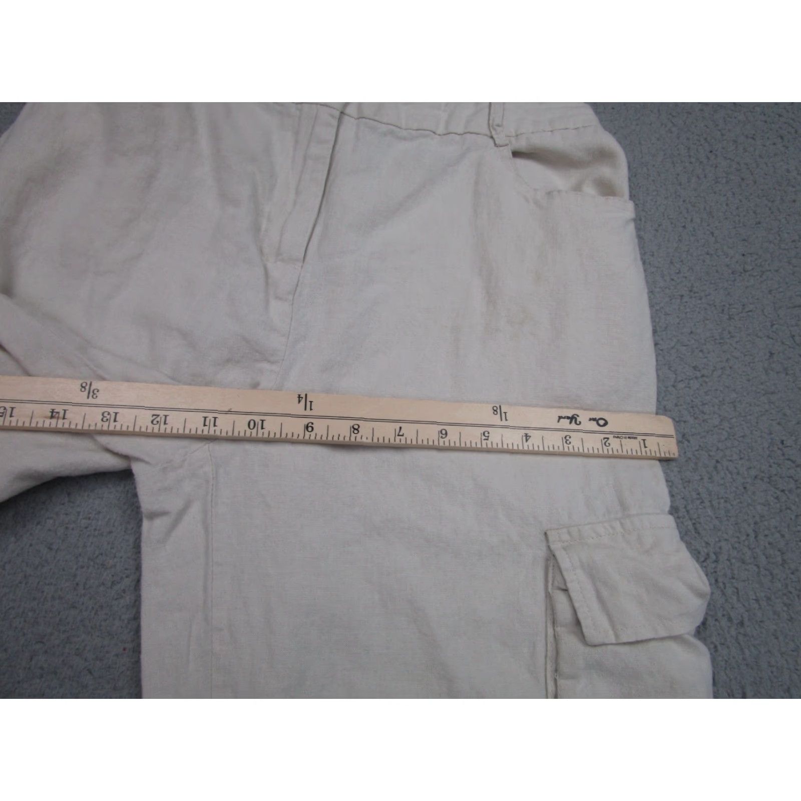 Vintage HG Pants Womens L Beige Linen Rayon Wide-Leg Cargo Beach Coastal Resort Casual Size 36" / US 14 / IT 50 - 6 Thumbnail