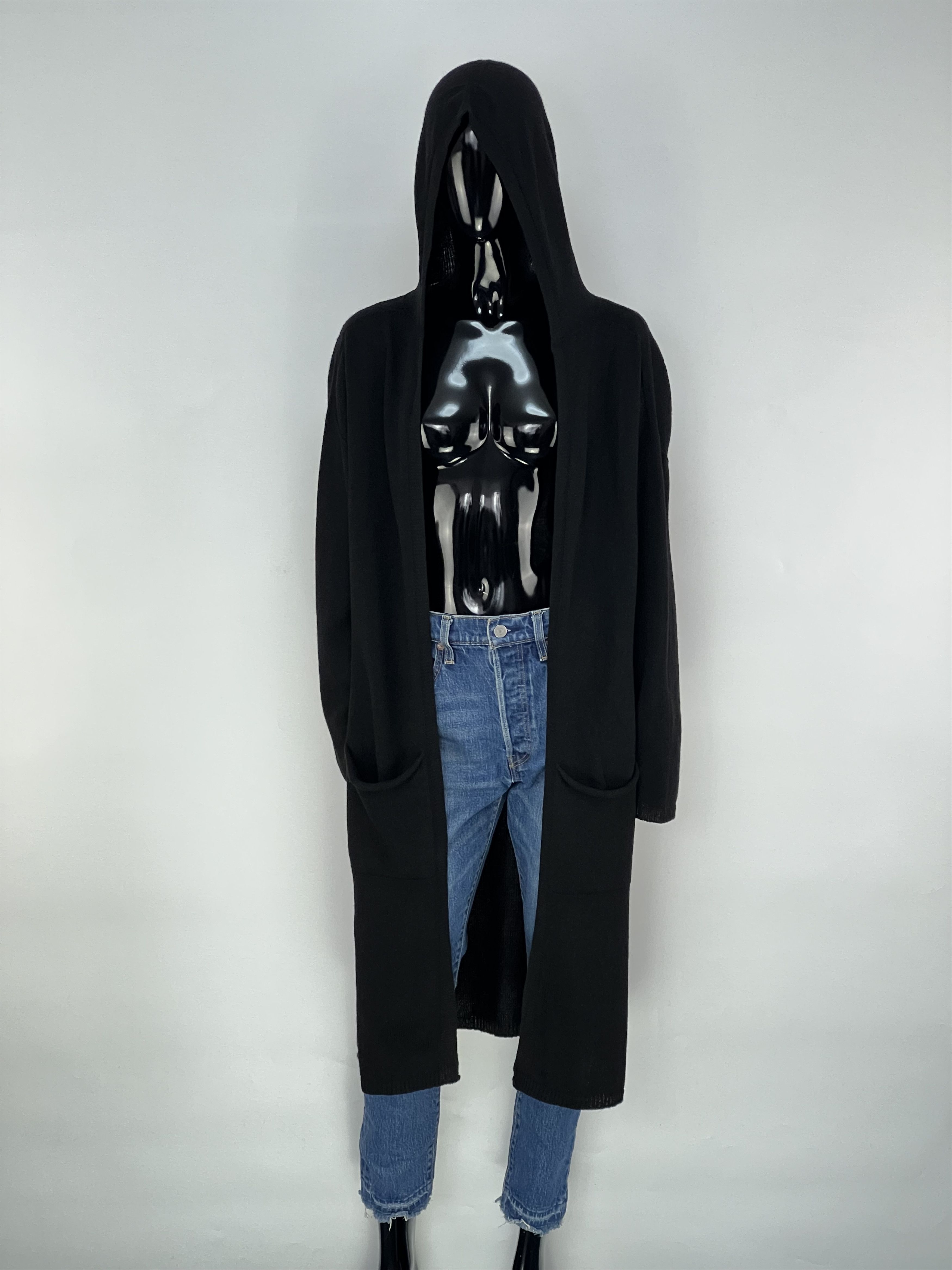 Woolrich Woolen Mills Woolrich Women's Black Wool Hooded Open Long Cardigan Size S Size S / US 4 / IT 40 - 3 Thumbnail