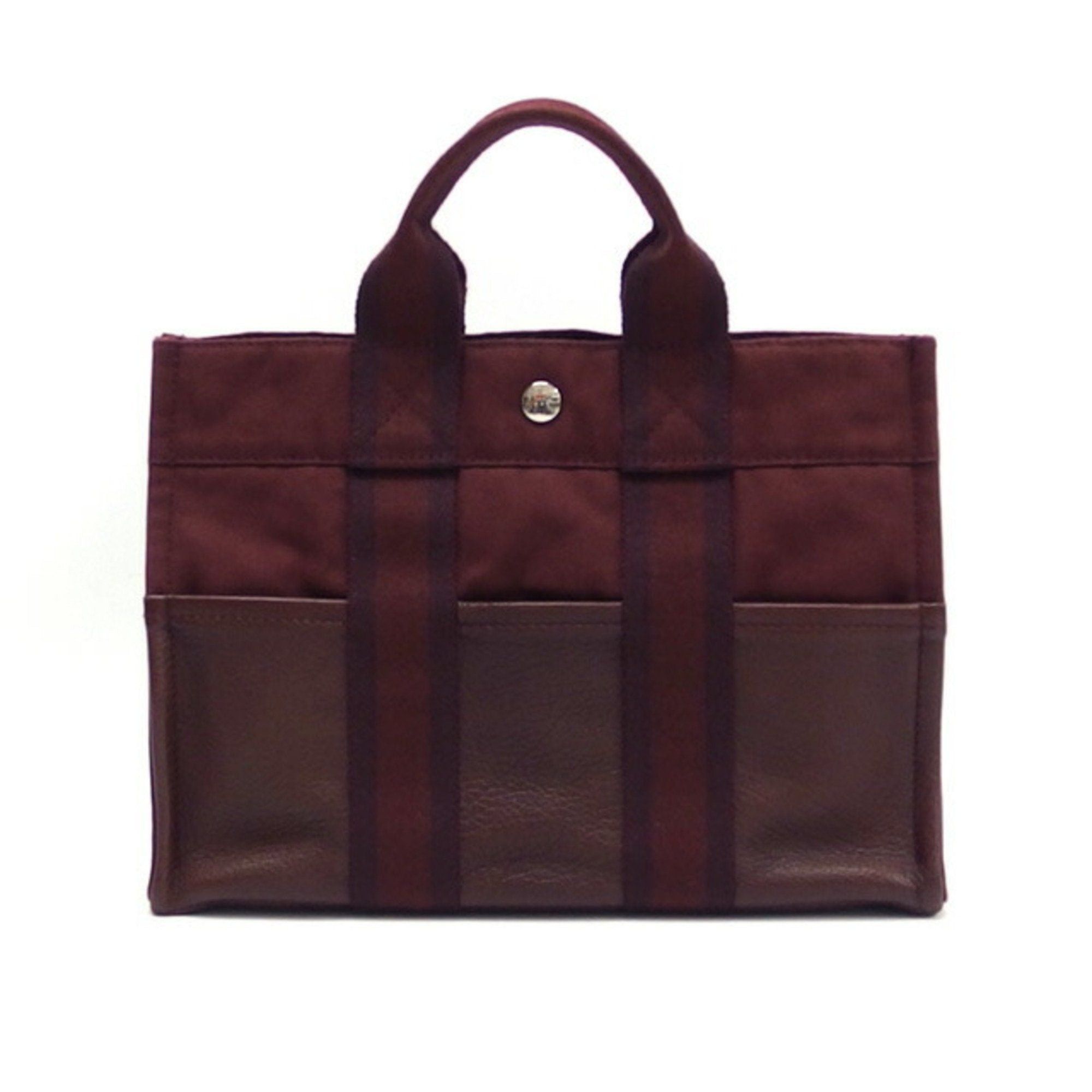 image of Hermes Four Toe Pm Tote Bag Half Leather Bordeaux [Deep Red], Women's