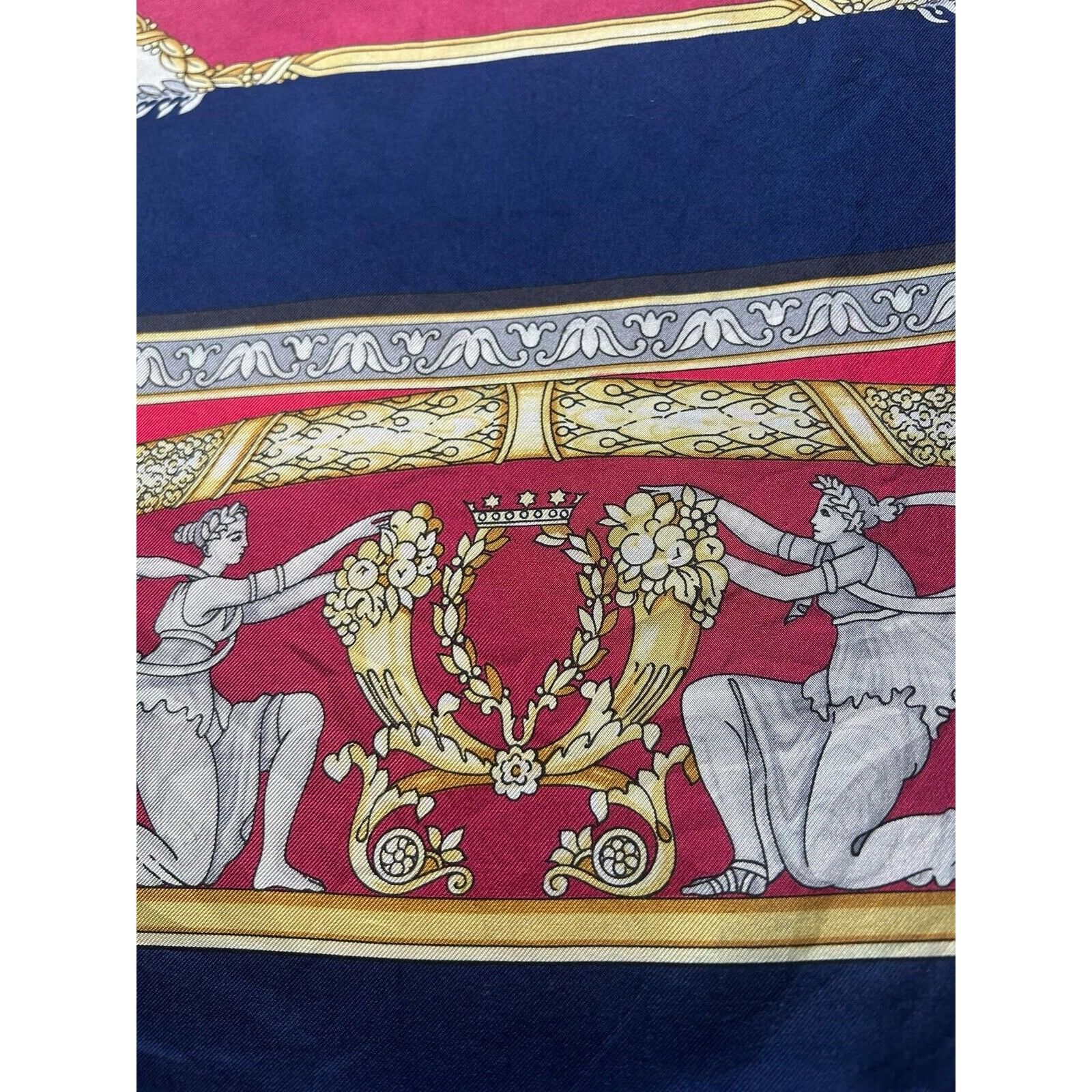 Pierre Balmain PIERRE BALMAIN Red & Blue Godess & Angels Print Silk Scarf Size ONE SIZE - 7 Thumbnail