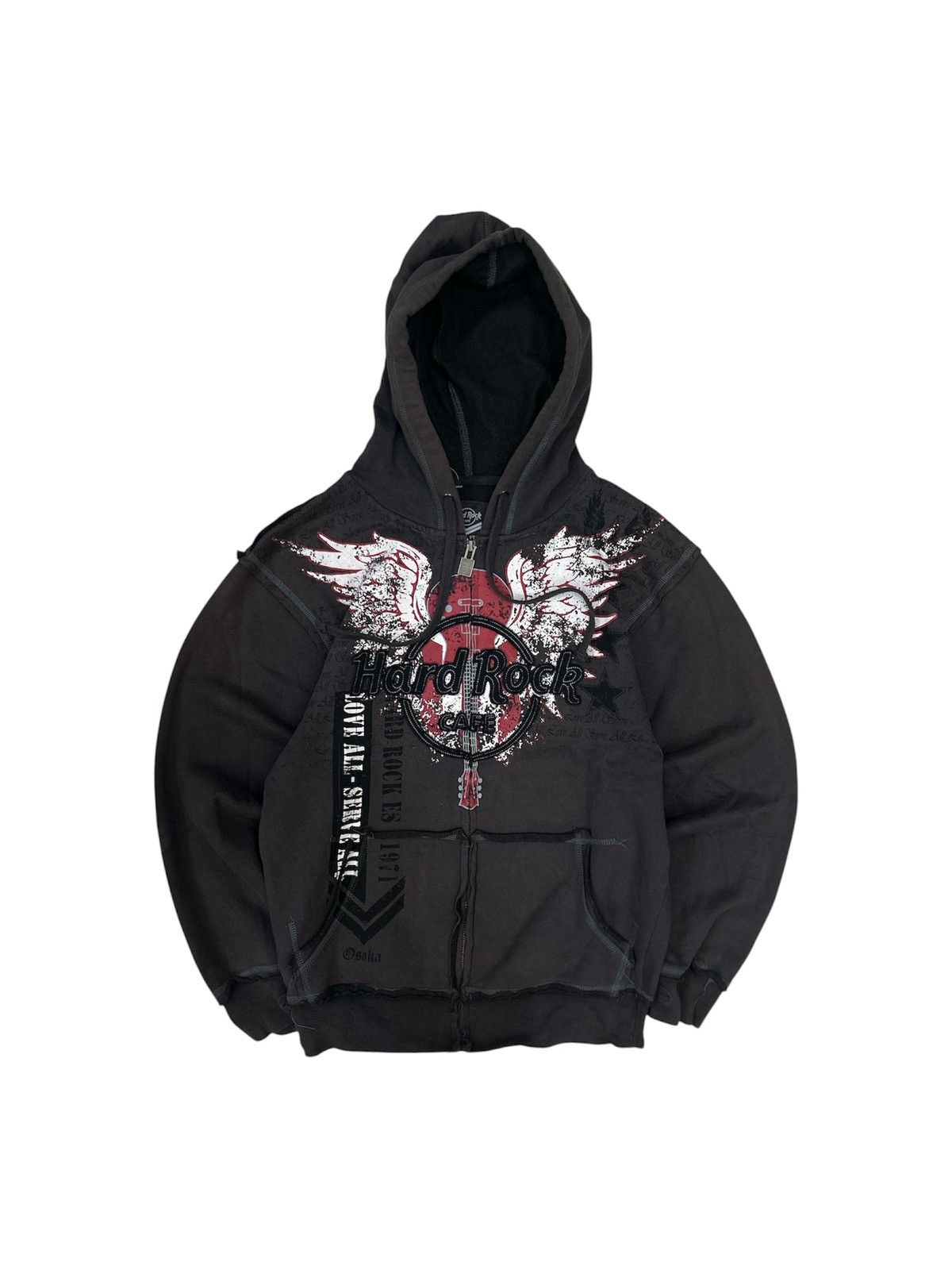 Hard Rock Cafe Y2K Hard Rock Cafe red and black zip up hoodie