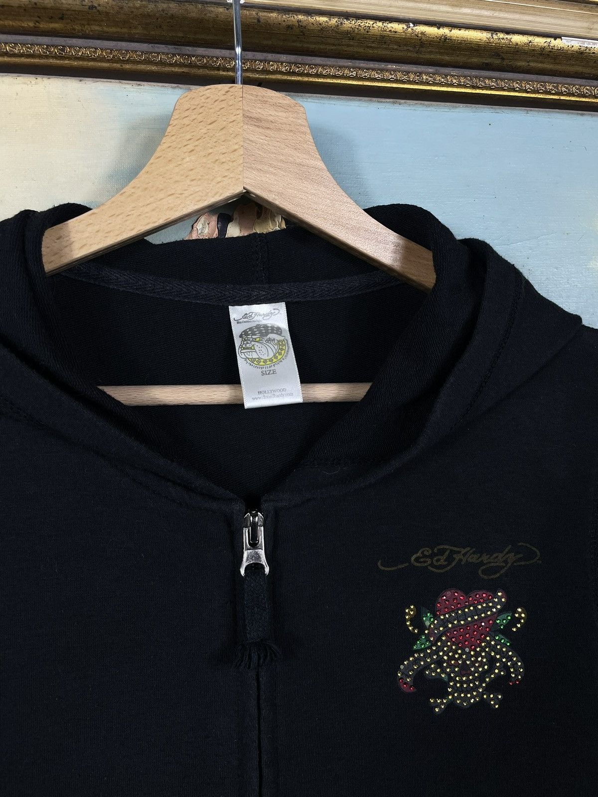 Christian Audigier × Ed Hardy × Vintage Ed Hardy Retro 00s Hoodie With Crystals Affliction Grunge Size US XS / EU 42 / 0 - 5 Thumbnail