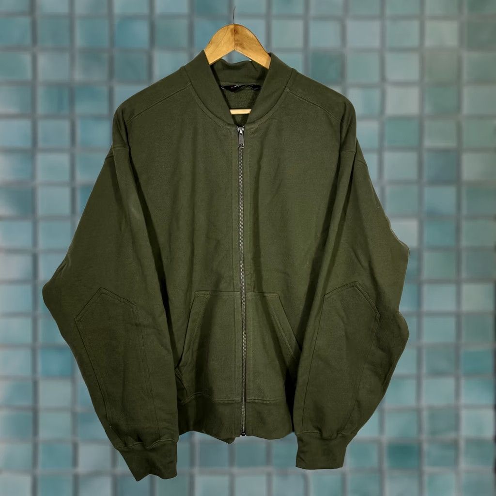 Vintage American Giant Bomber Jacket Large Olive Green Heavyweight Fleece Full Zip Mens Size US L / EU 52-54 / 3 - 1 Thumbnail
