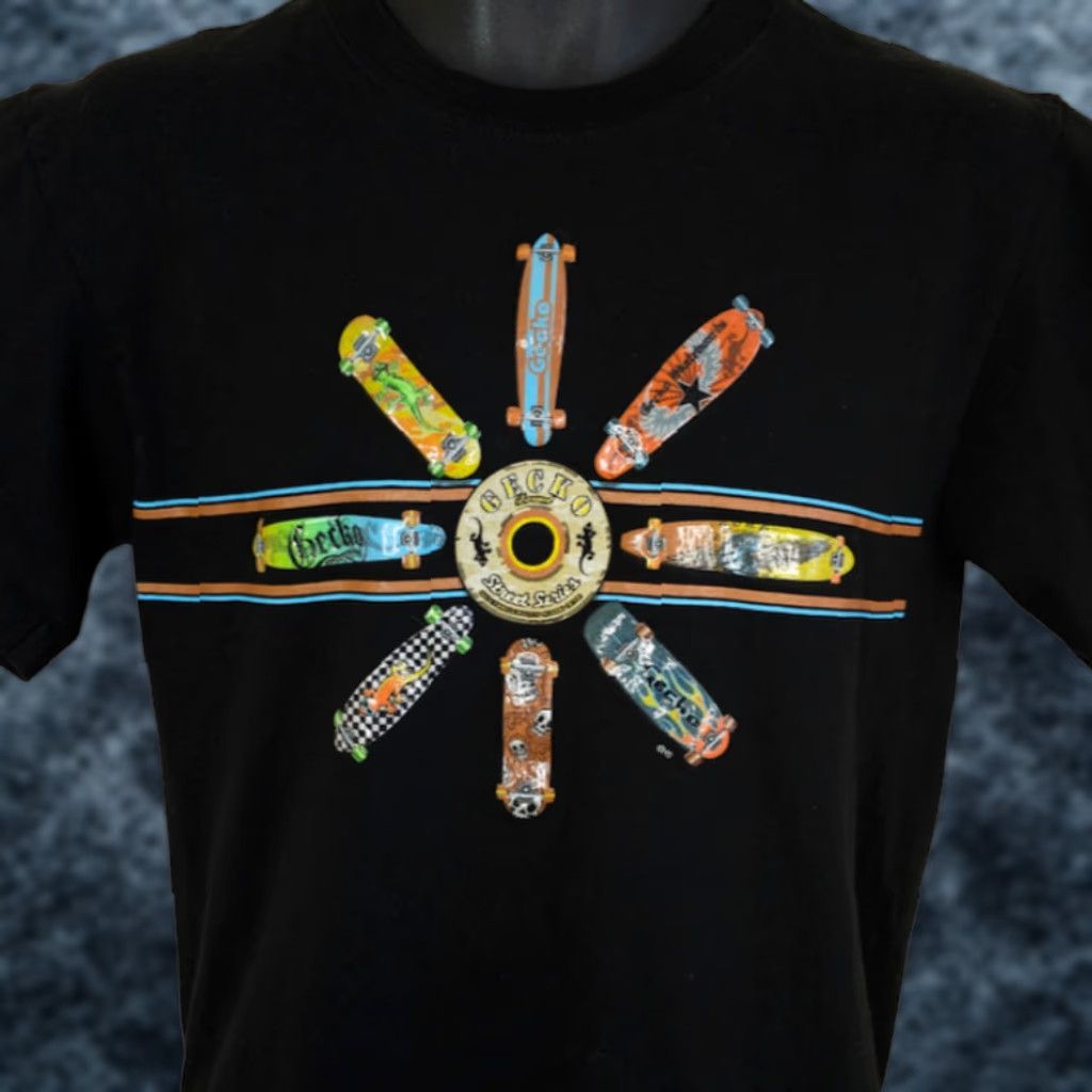 Vintage VINTAGE Gecko Hawaii T Shirt Mens Small 90s Y2K Skater Surfing Black Cotton Short Sleeve Crew Neck Size US S / EU 44-46 / 1 - 1 Thumbnail