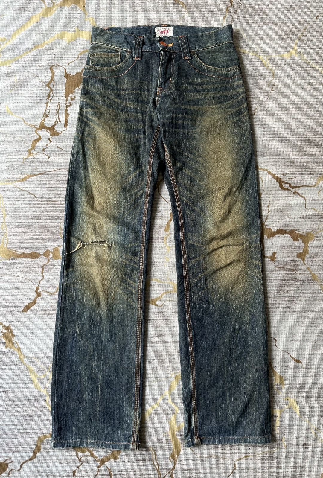Japanese Brand Edwin XV Rusty Claw Marks Distressed Denim Size US 28 / EU 44 - 2 Thumbnail