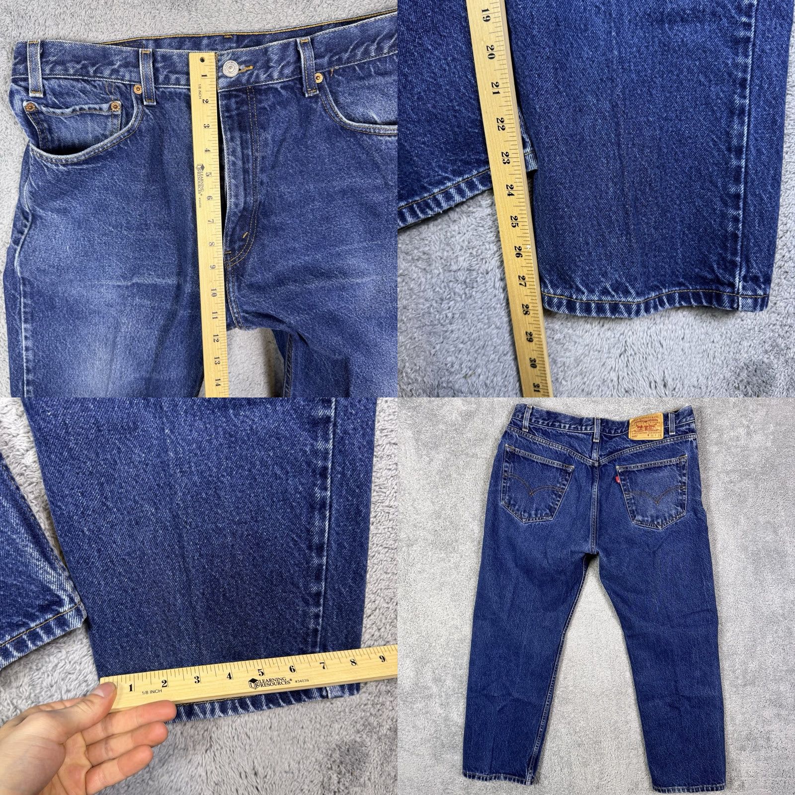 Levi's VINTAGE Levi's 505 Jeans Mens 34x28 Regular Straight Whisker Blue Denim Cotton 80s 90s Logo Size US 36 / EU 52 - 8 Thumbnail