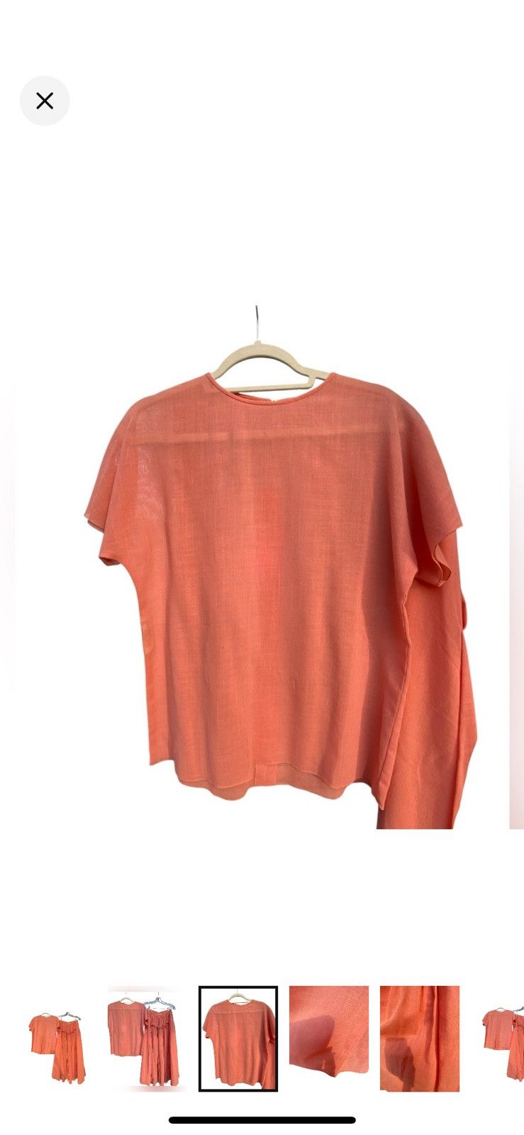 Chloe RARE 70’s VTG CHLOE LINEN CORAL SMOCKED RUFFLE SKIRT & TOP Size XS / US 0-2 / IT 36-38 - 15 Thumbnail
