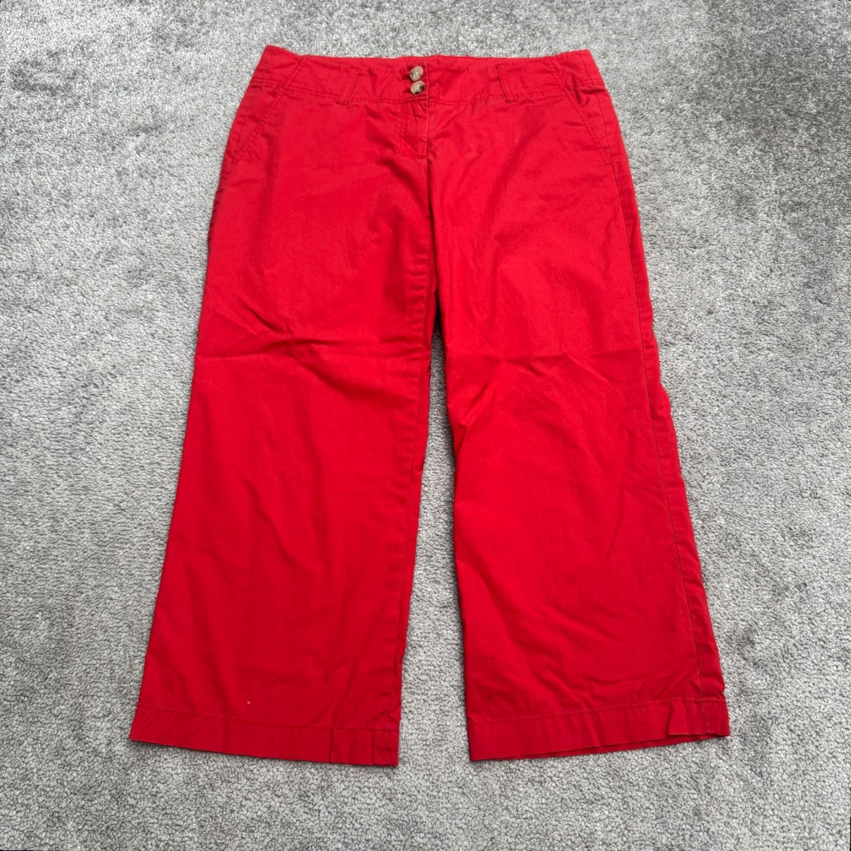 Banana Republic VINTAGE? No — Theory Wide Leg Cropped Chino Pants Womens 6 Red Mid Rise Cotton Trouser 32x23.5 Size 28" / US 6 / IT 42 - 2 Thumbnail
