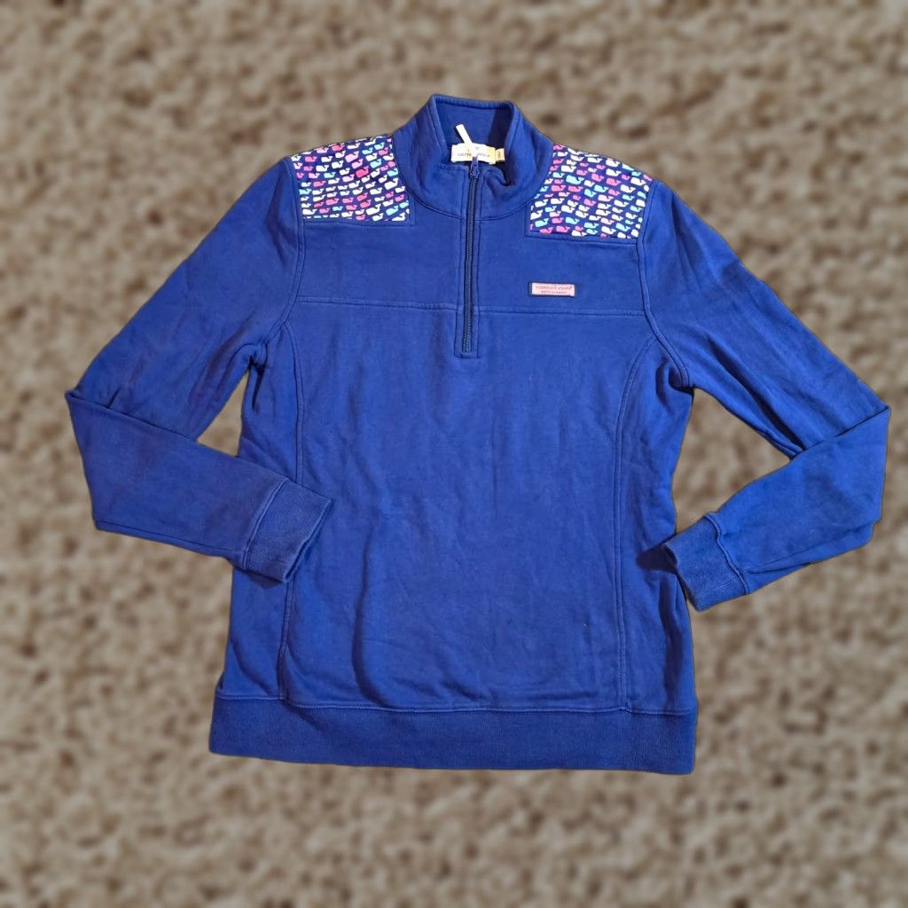 Vineyard Vines Vineyard Vines Sweater Womens Medium Blue 1/4 Zip Long Sleeve Logo Casual Preppy Size S / US 4 / IT 40 - 1 Thumbnail