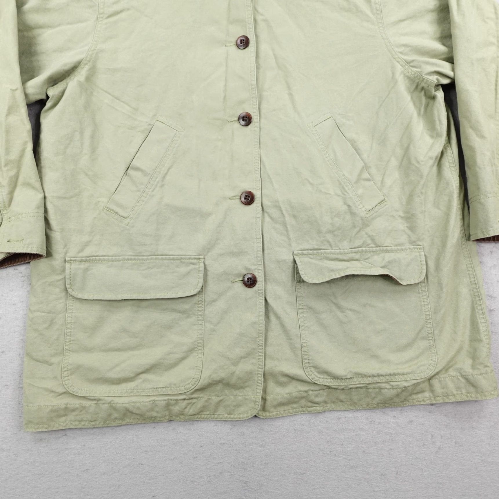 Vintage LL Bean Jacket Womens 2X Green Adirondack Barn Chore Coat Corduroy Collar Lined Size XXL / US 16-18 / IT 52-54 - 3 Thumbnail