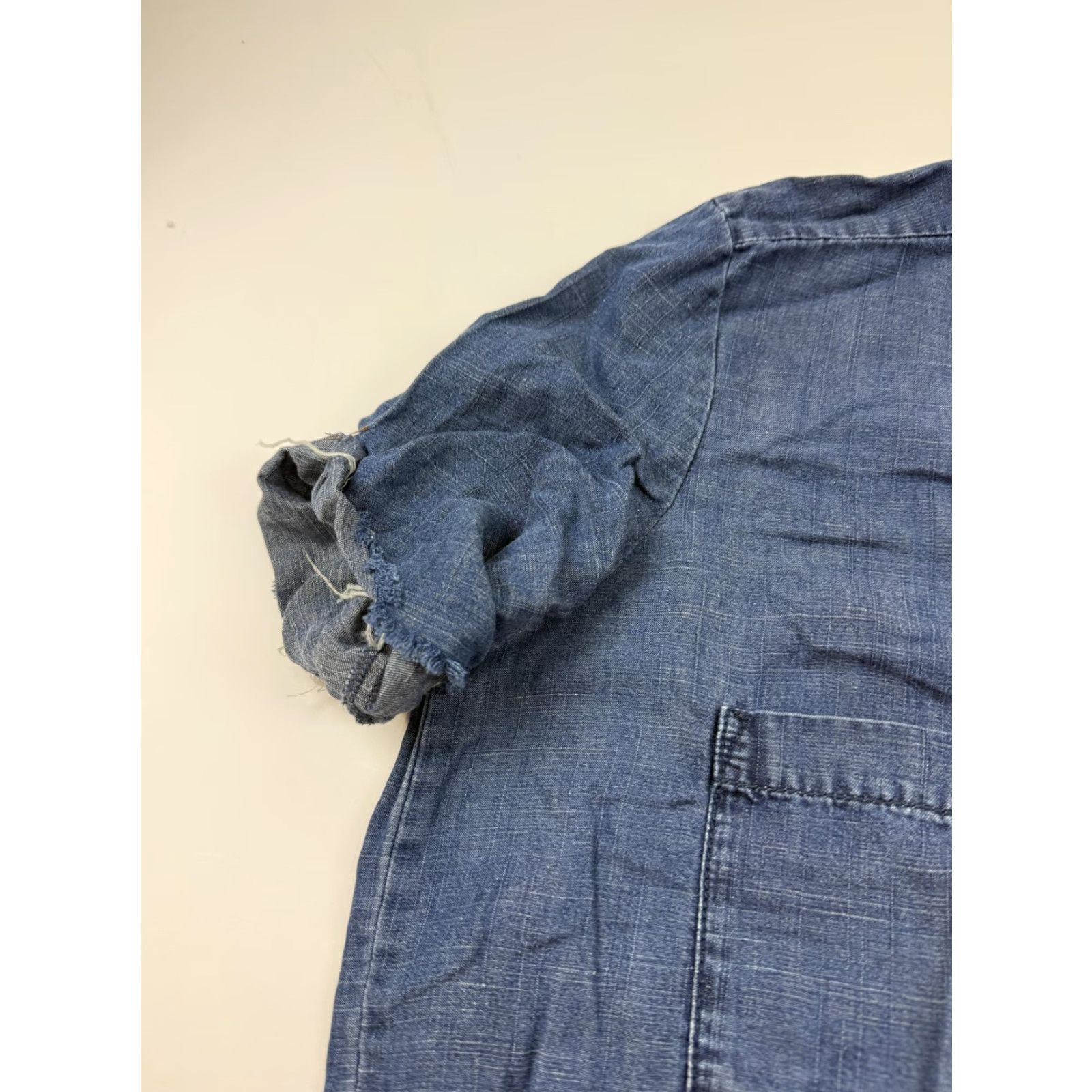 Loft LOFT Romper Womens Large Blue Chambray Short Sleeve Elastic Waist Pockets Casual Size 36" / US 14 / IT 50 - 6 Thumbnail