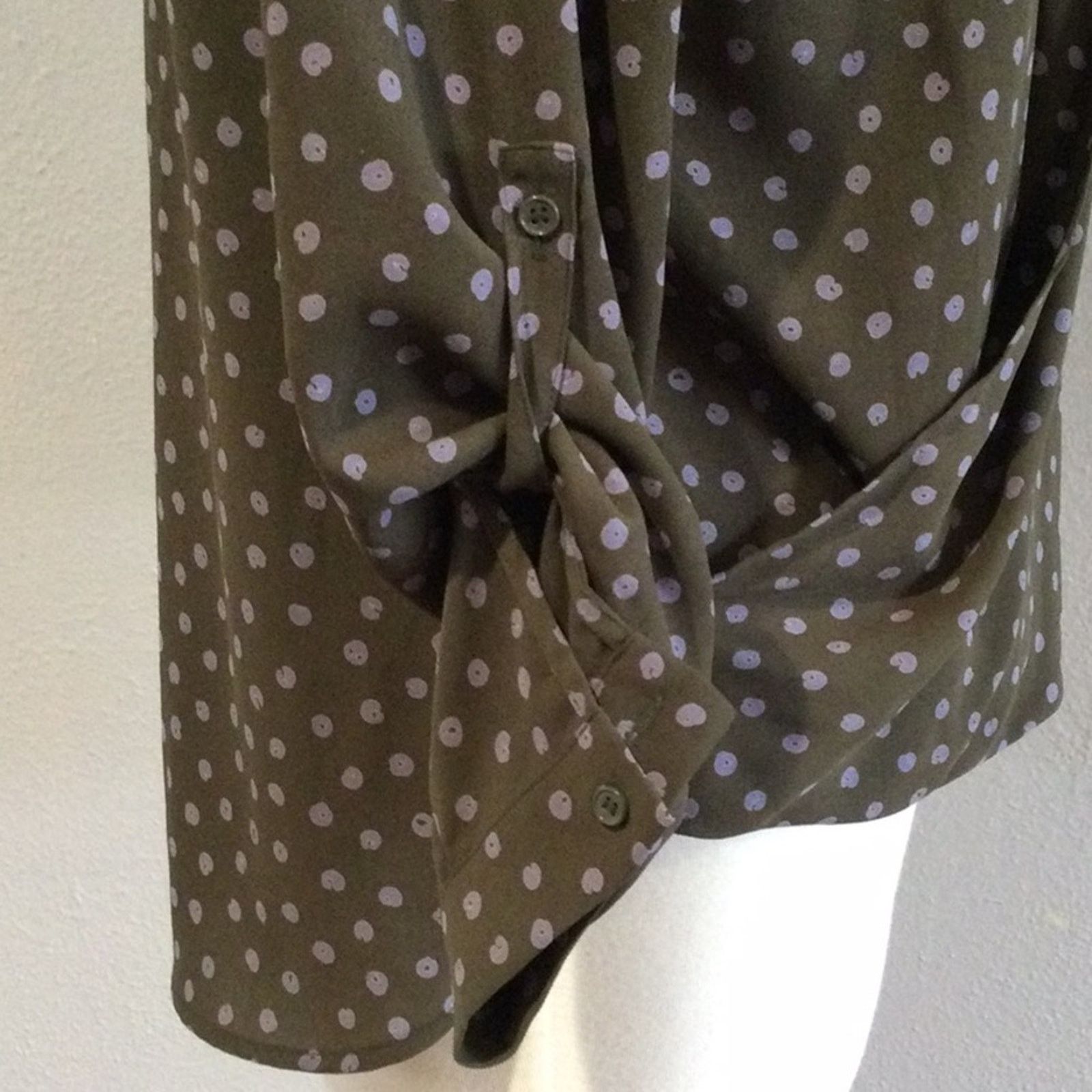 Other Pleione Olive & Lilac Rolltab Sleeve Faux Wrap Blouse Size M Size M / US 6-8 / IT 42-44 - 7 Thumbnail